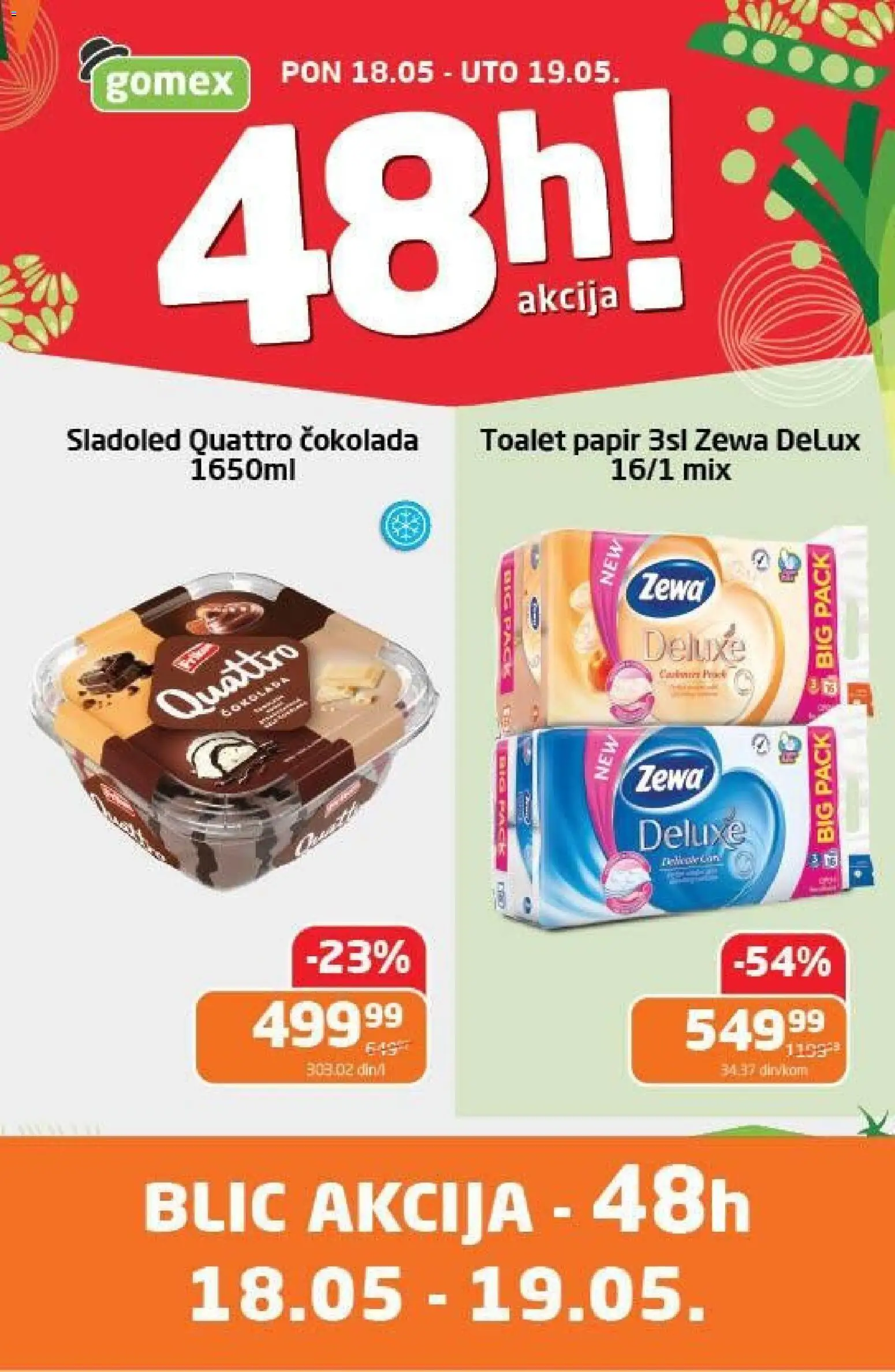 Pregled Gomex kataloga - važi od 18.05.2026 - Sladoled, Čokolada, Toalet papir