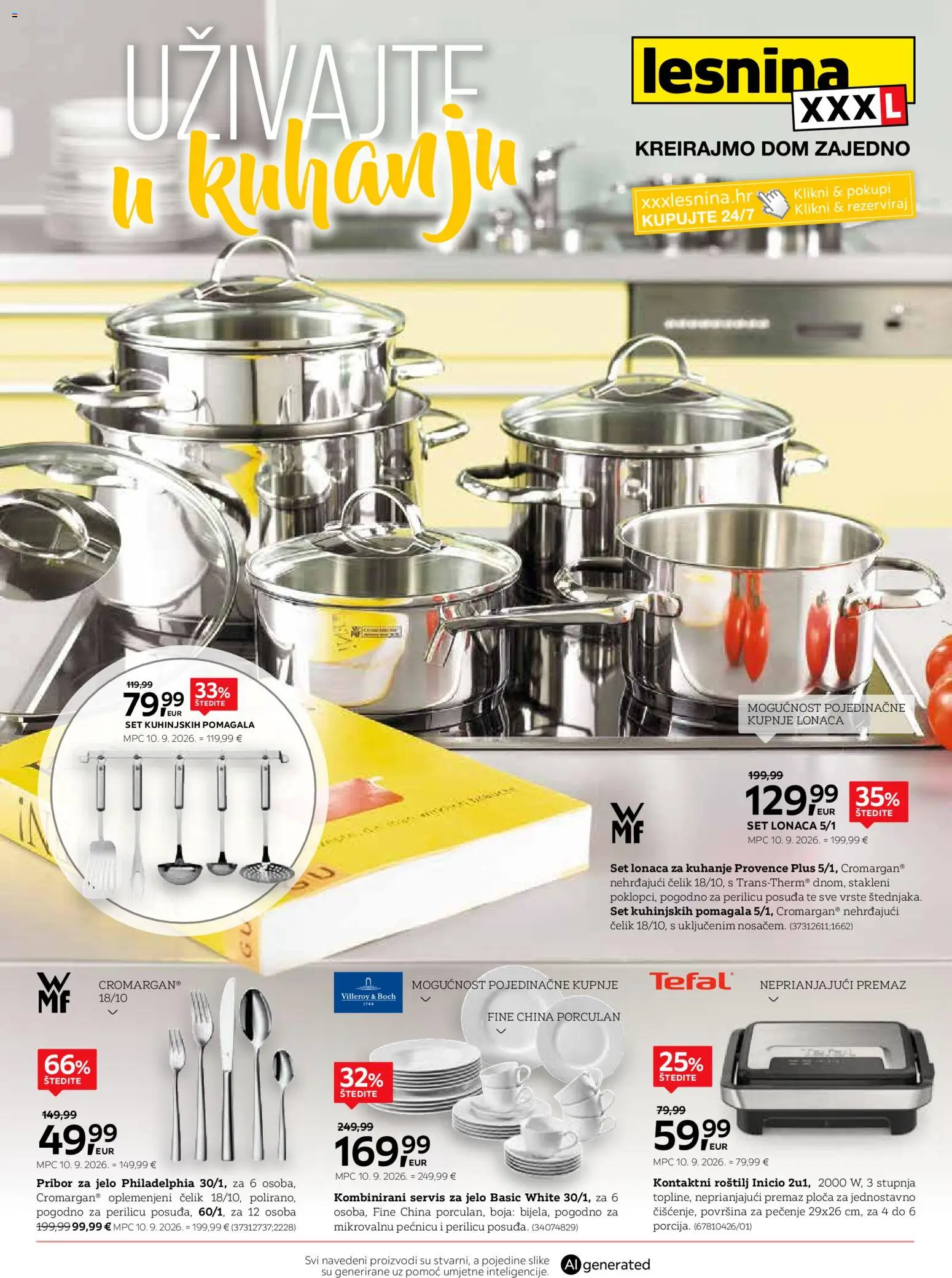 Pregled letka Lesnina Katalog trgovine Lesnina vrijedi od 01.10.2026 - Roštilj, Pribor za jelo, Servis za jelo, Kontaktni roštilj