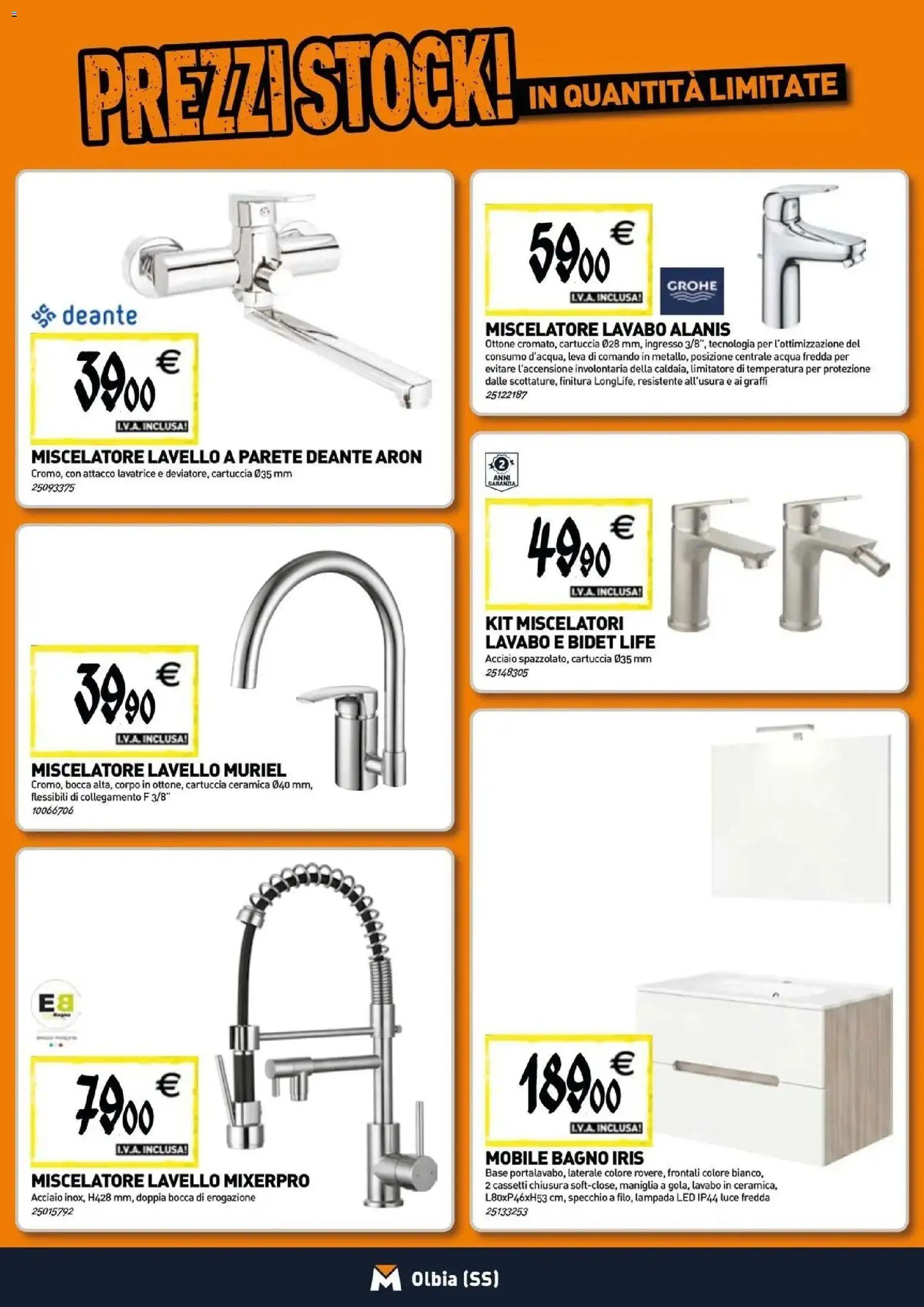 Anteprima dell'opuscolo TECNOMAT catalogo Olbia dal negozio TECNOMAT valido da 29/10/2026 - Acqua, Mobile, Lavatrice, Bagno, Specchio, Lavello, Lampada, Miscelatore