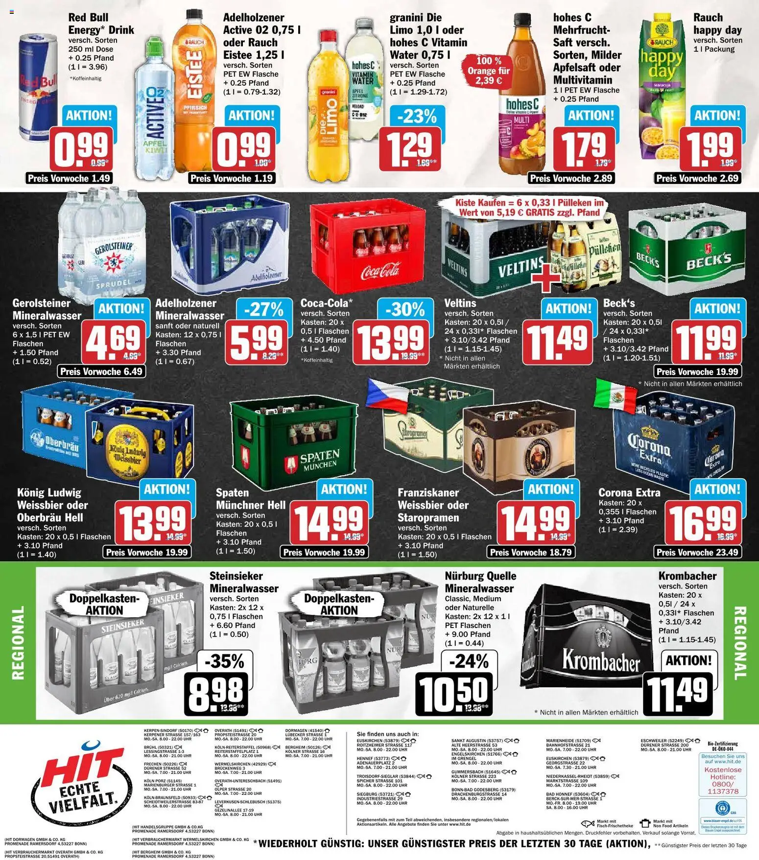 Vorschau von dem Prospekt des Geschäftes HIT, gültig ab dem 26.10.2026 - Uhr, Red bull, Gerolsteiner, Krombacher, Veltins, Franziskaner, Granini, Weißbier