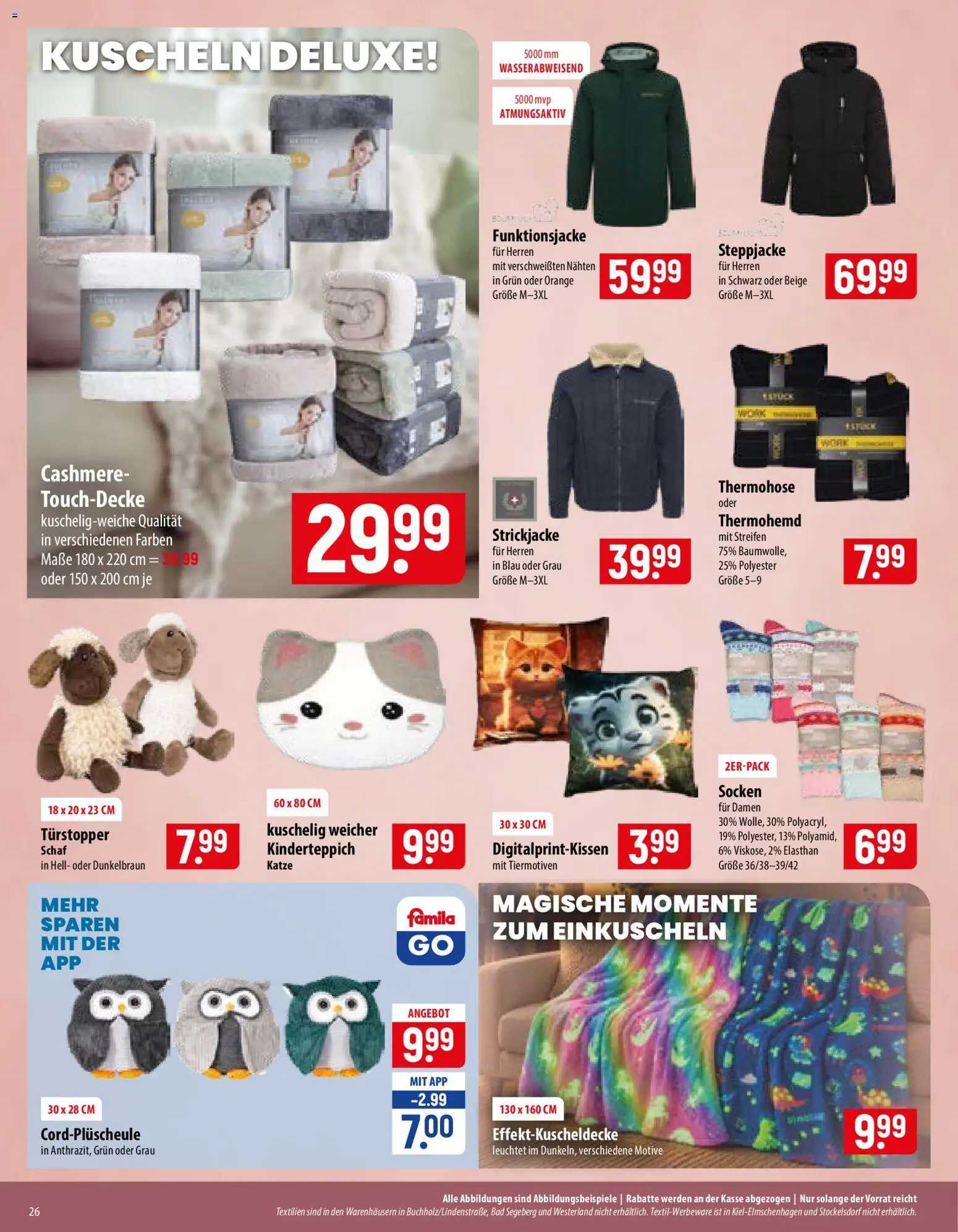 Vorschau von dem Prospekt des Geschäftes Famila, gültig ab dem 02.11.2026 - Bad, Strickjacke, Socken, Steppjacke