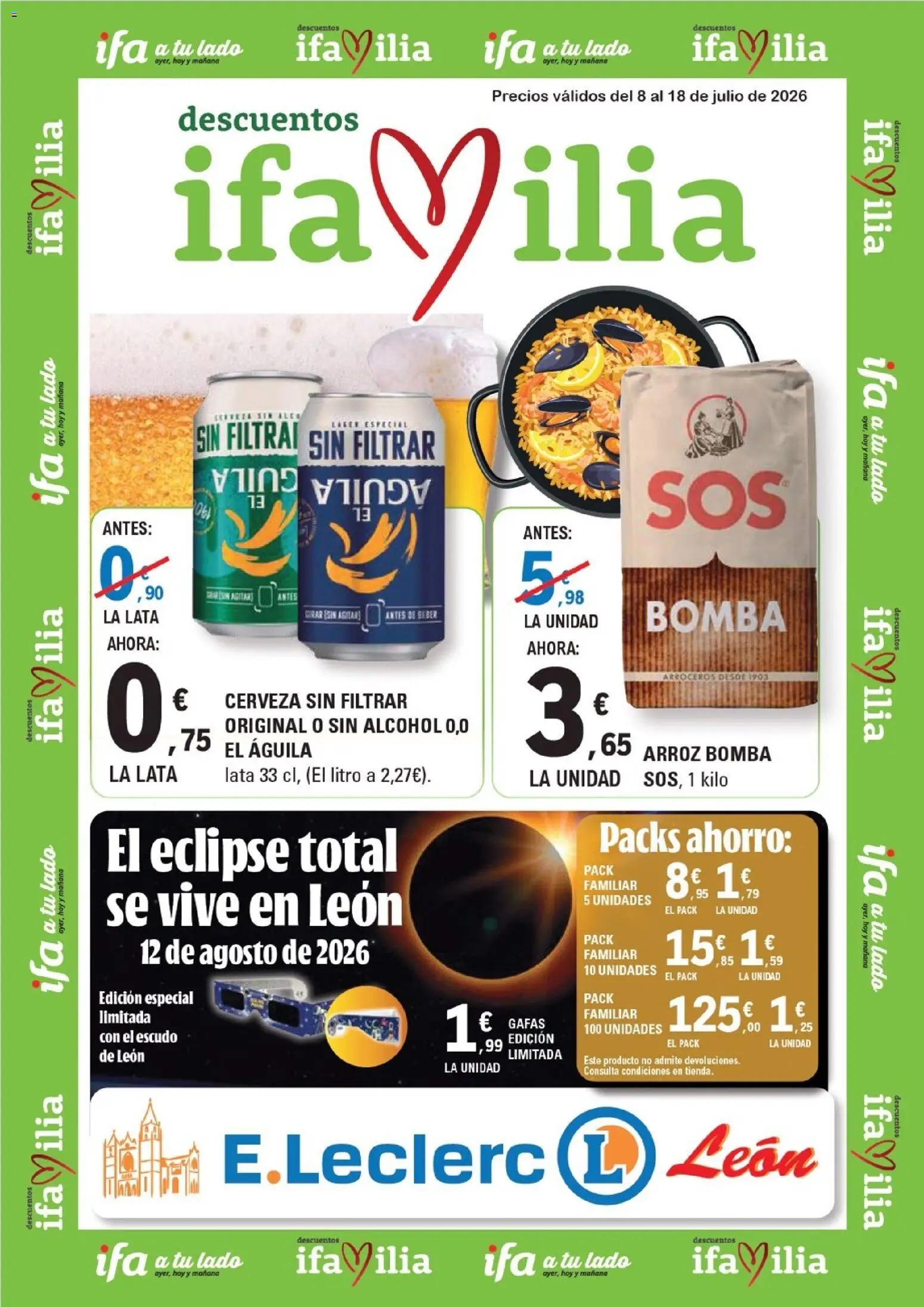 Vista previa del folleto de la tienda E.Leclerc válido desde el 08/07/2026 - Arroz, Cerveza, Gafas, Alcohol