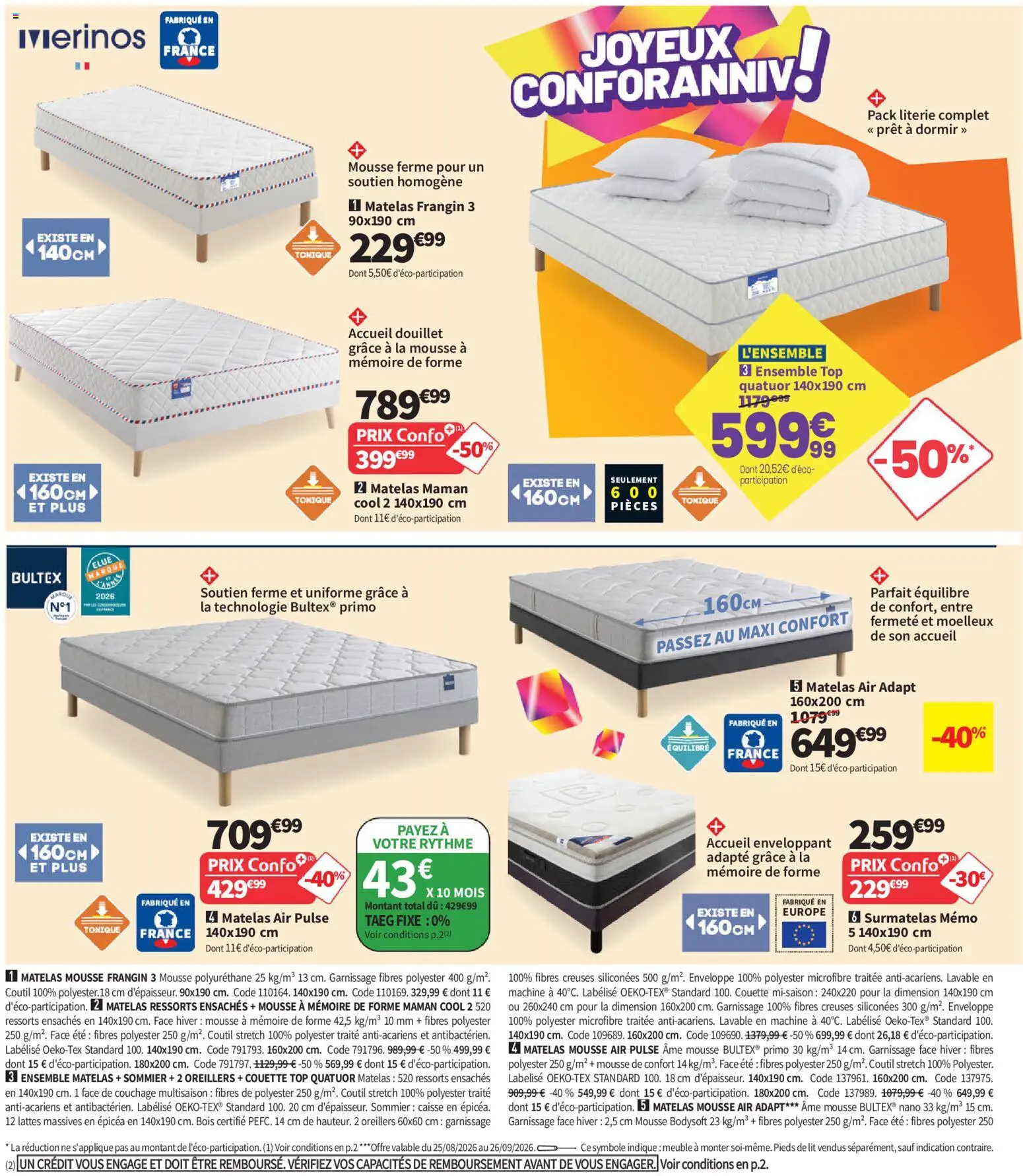 Prévisualisation de Conforama catalogue du magasin Conforama formulaire valide 25/08/2026 - Lit, Meuble, Oreillers, Surmatelas, Literie, Couette, Matelas mousse, Tonique