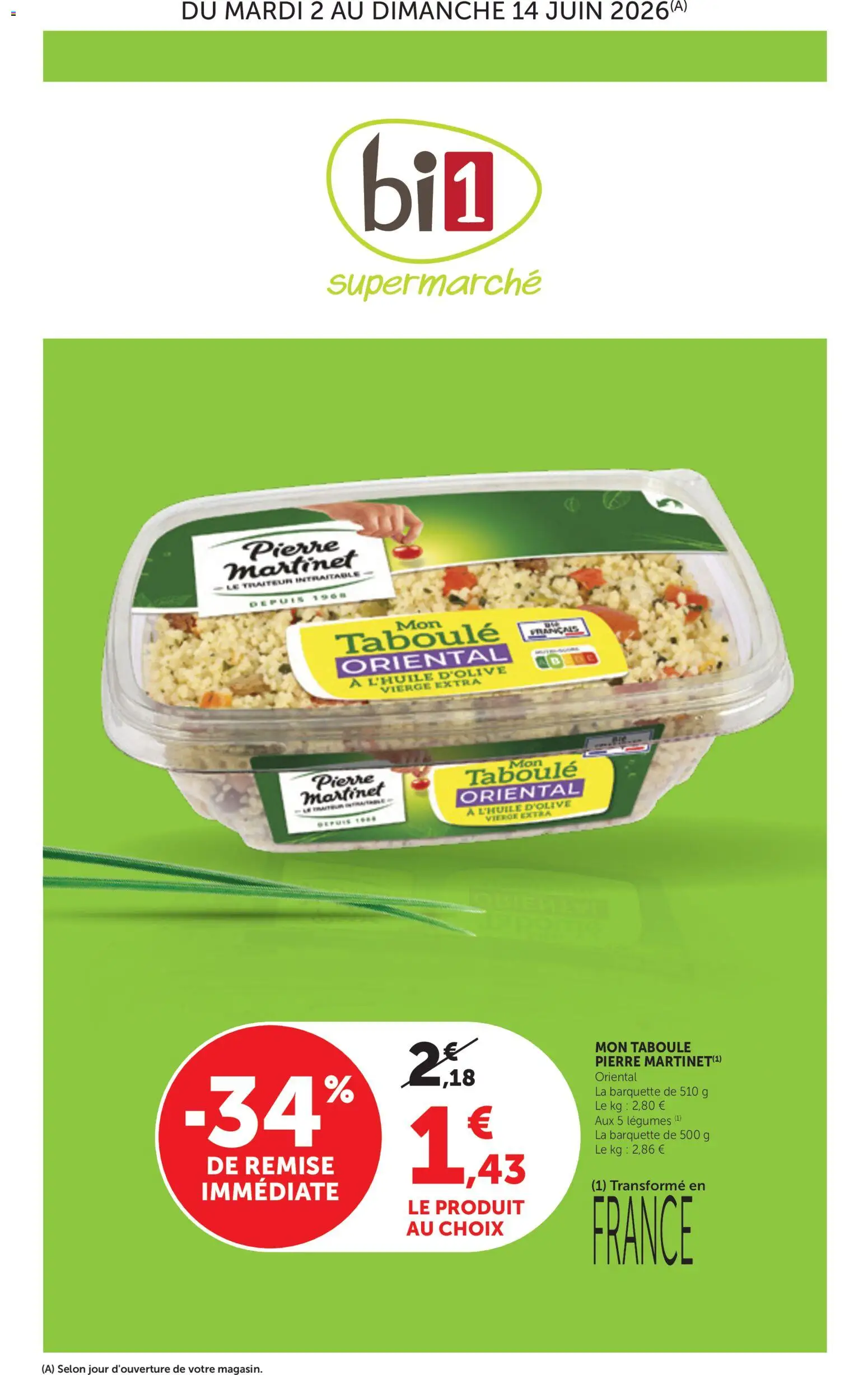 Prévisualisation de bi1 Catalogue supermarché du magasin bi1 formulaire valide 02/06/2026 - Taboulé