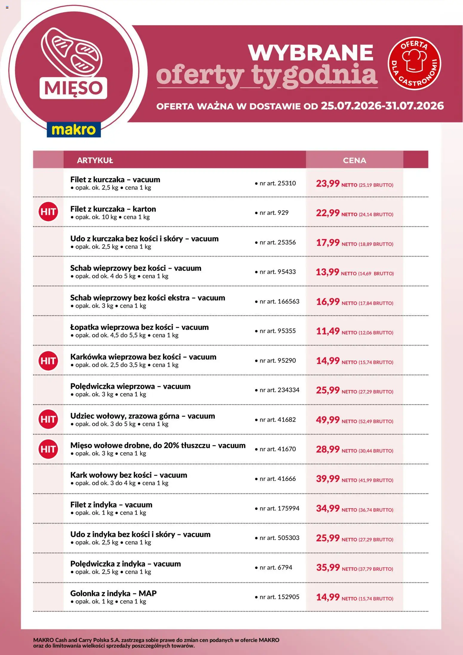 Pogląd gazetki "Makro gazetka - Wybrane oferty tygodnia w dostawie" ze sklepu Makro ważnej od 25.07.2026 - Golonka, Schab, Filet z kurczaka, Mięso wołowe, Filet z indyka, Filet, Łopatka wieprzowa bez kości, Schab wieprzowy bez kości