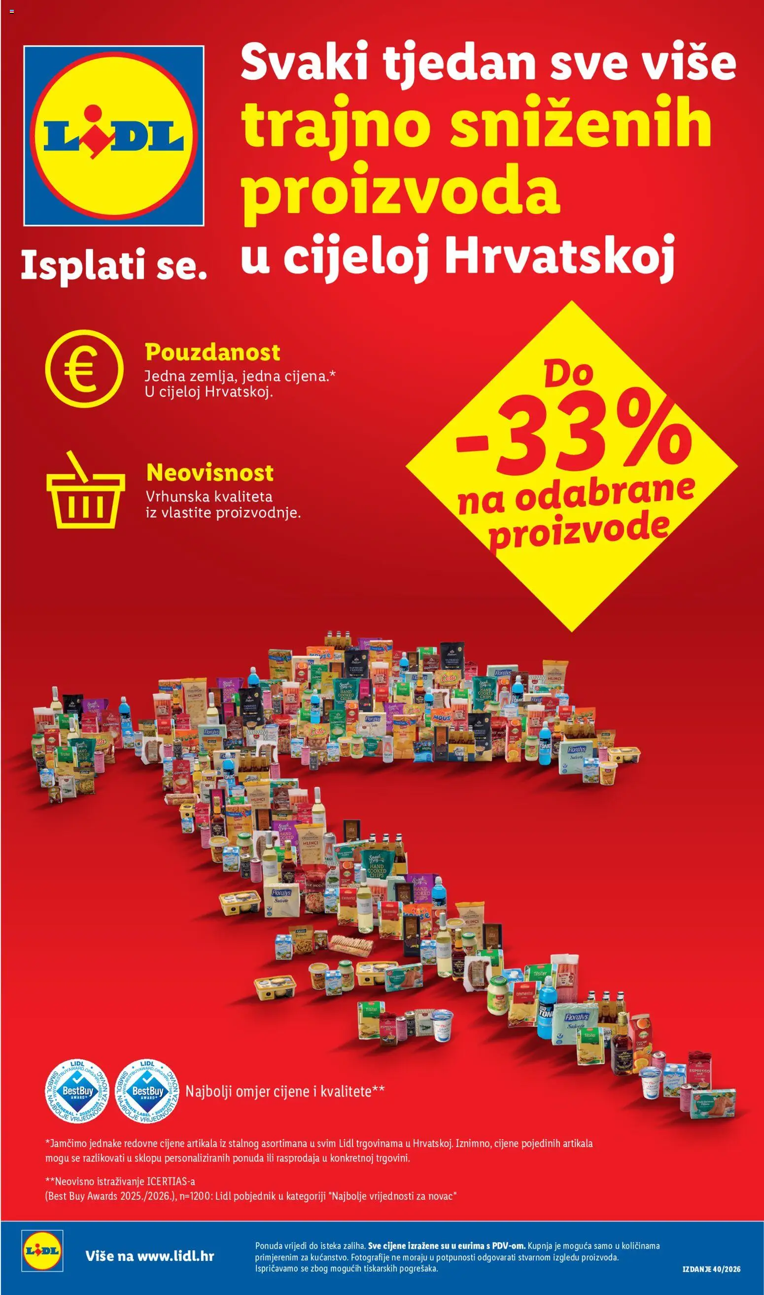 Pregled letka Svaki tjedan trajno snižene cijene trgovine Lidl vrijedi od 28.09.2026