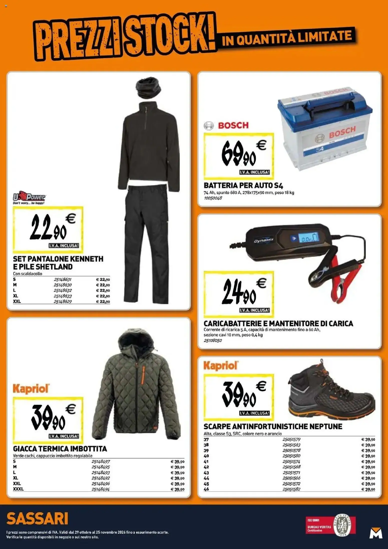 Anteprima dell'opuscolo TECNOMAT catalogo Sassari dal negozio TECNOMAT valido da 29/10/2026 - Scarpe, Batteria, Caricabatterie, Giacca, Pile, Cappuccio, Batteria per auto