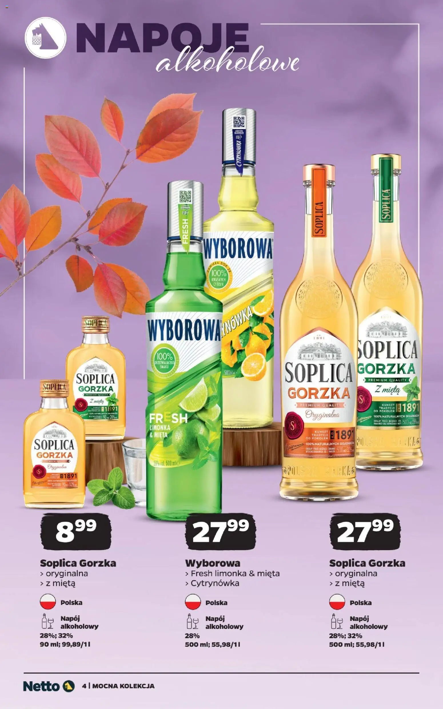 Pogląd gazetki "Netto gazetka - Mocne alkohole" ze sklepu Netto ważnej od 25.10.2026 - Soplica, Limonka, Mięta, Vodka, Napoje