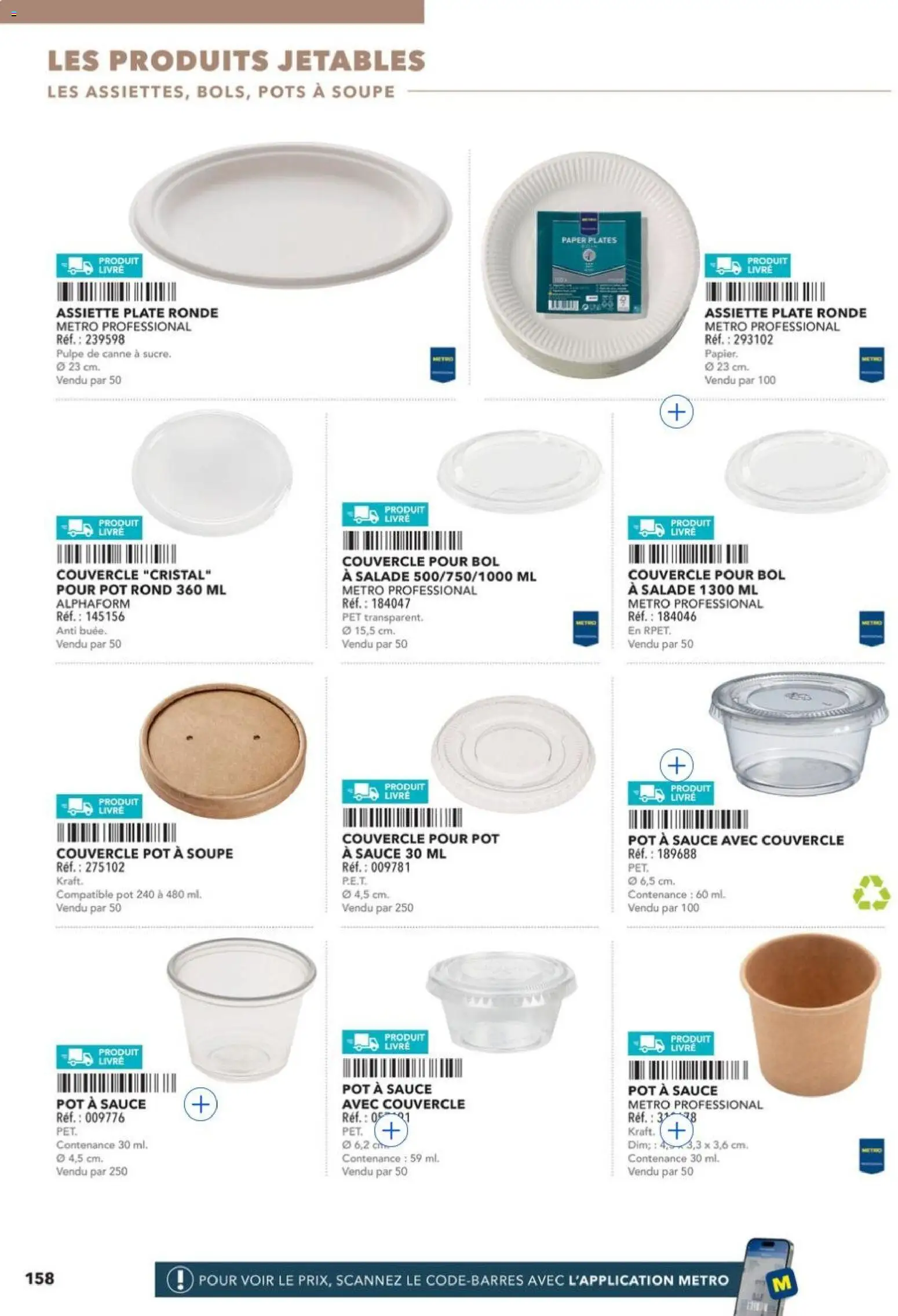 Prévisualisation de METRO - Restauration rapide du magasin METRO formulaire valide 14/04/2026 - Livre, Salade, Assiette, Soupe, Bol, Couvercle