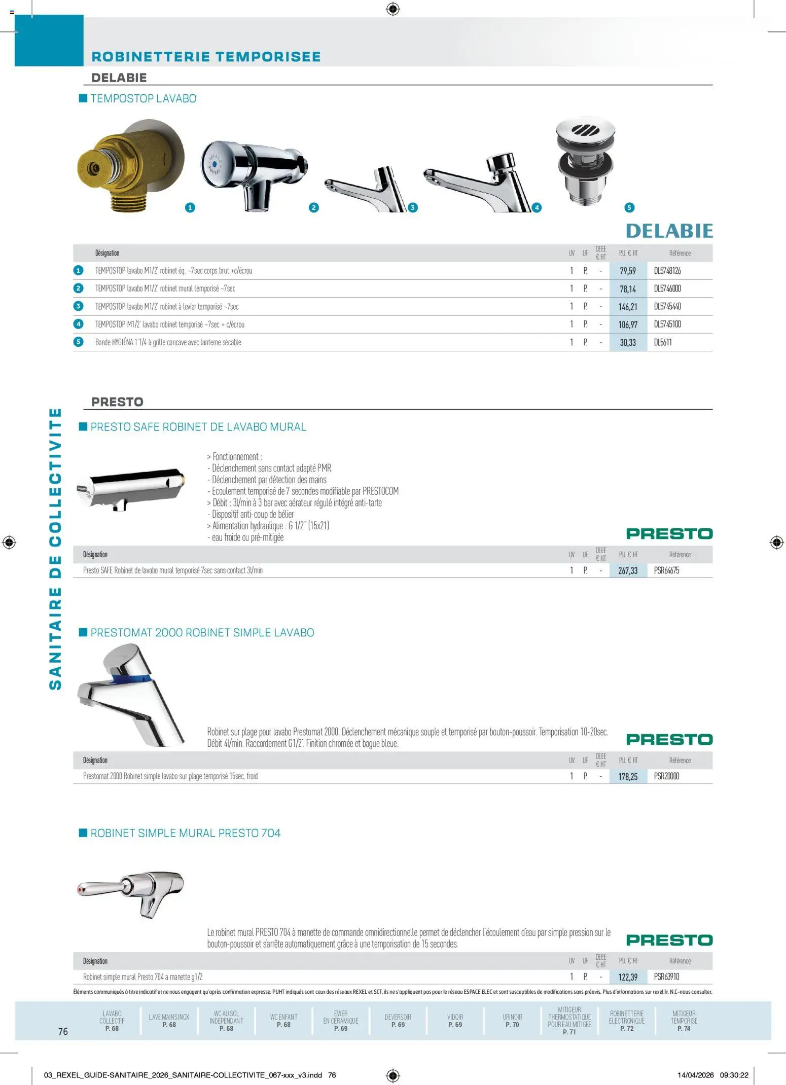 Prévisualisation de Rexel - Brochure Sanitaire du magasin Rexel formulaire valide 20/04/2026 - Alimentation, Bague, Robinet, Lavabo