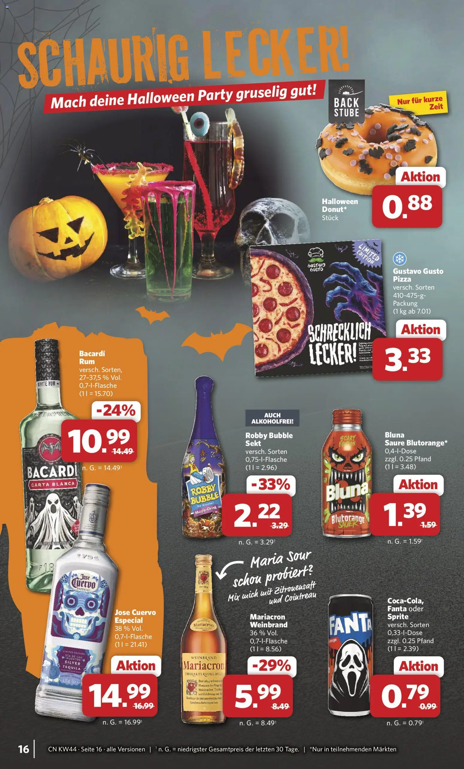 Vorschau von dem Prospekt des Geschäftes Combi, gültig ab dem 26.10.2026 - Pizza, Tequila, Bacardi, Rum, Fanta, Gustavo gusto, Sprite, Mariacron