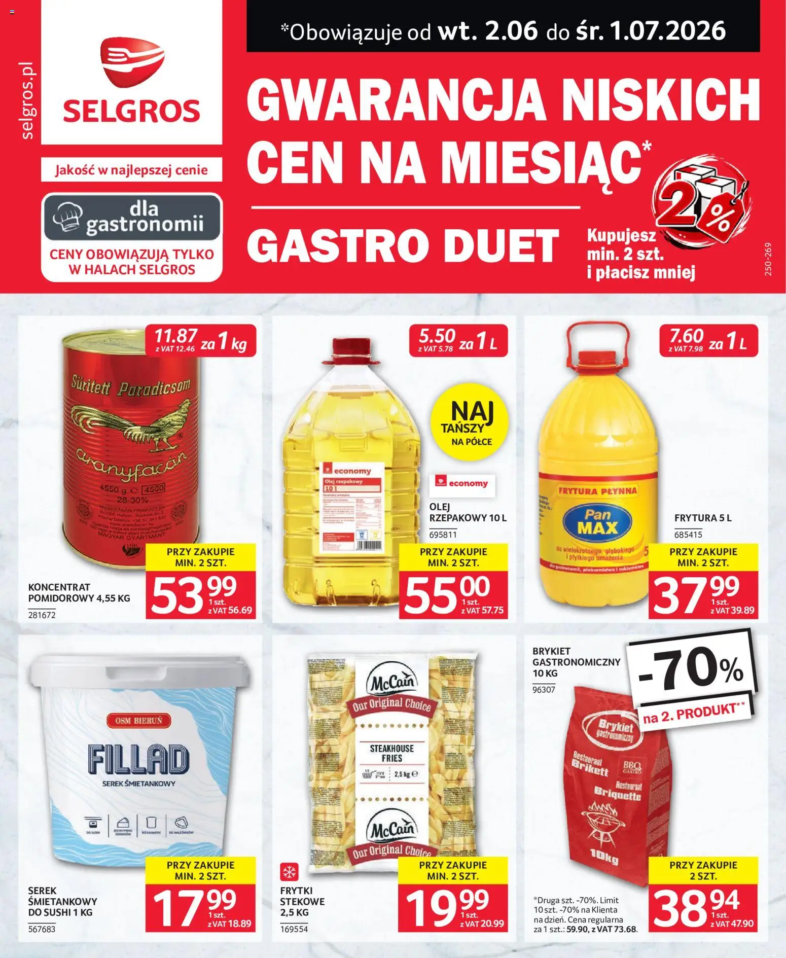 Pogląd gazetki "Selgros cash&carry gazetka - Gastro Duet" ze sklepu Selgros cash&carry ważnej od 02.06.2026 - Sushi, Frytki, Olej, Serek śmietankowy, Olej rzepakowy, Frytura, Serek