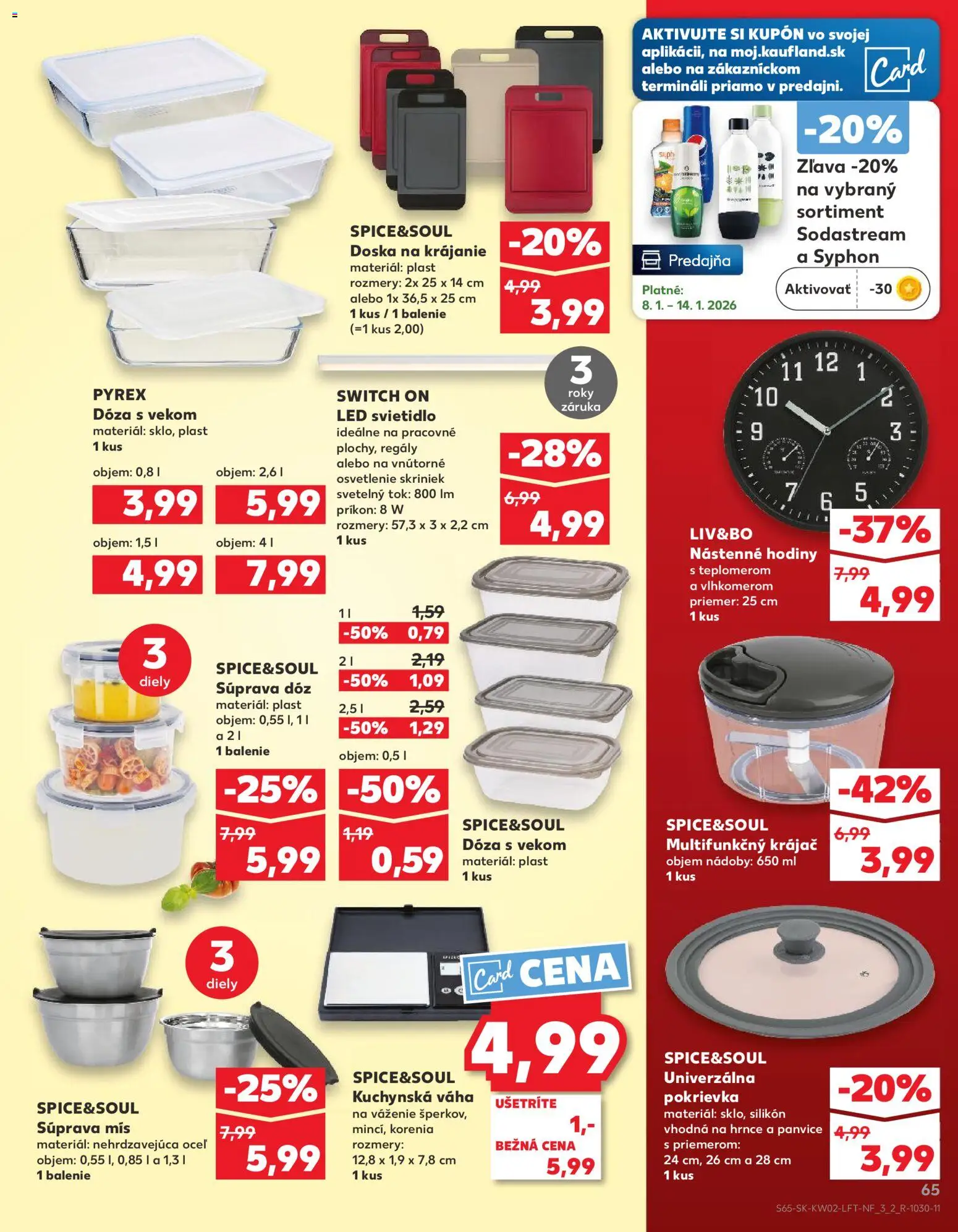 Náhľad Kaufland letáku platného od 08.01.2026 - Sodastream, Hodiny, Váha, Led, Svietidlo, Osvetlenie, Nástenne hodiny, Krájač