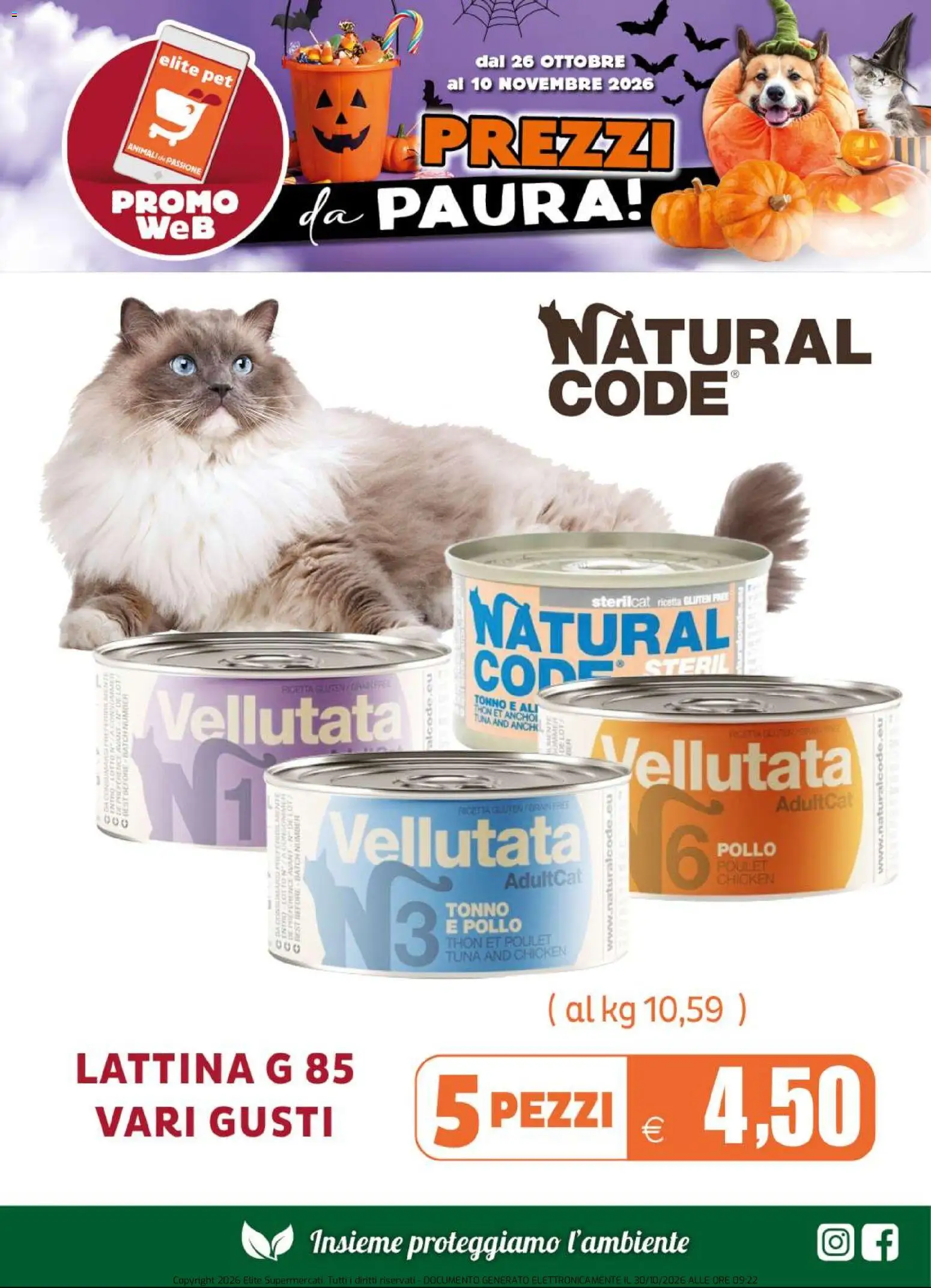 Anteprima dell'opuscolo Elite Supermercati volantino Pet dal negozio Elite Supermercati valido da 26/10/2026 - Pollo, Tonno