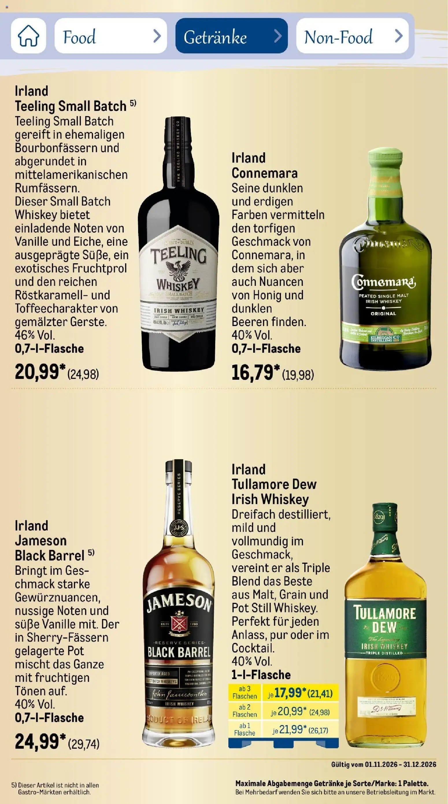 Vorschau von dem Prospekt des Geschäftes Metro, gültig ab dem 01.11.2026 - Whiskey, Vanille, Jameson