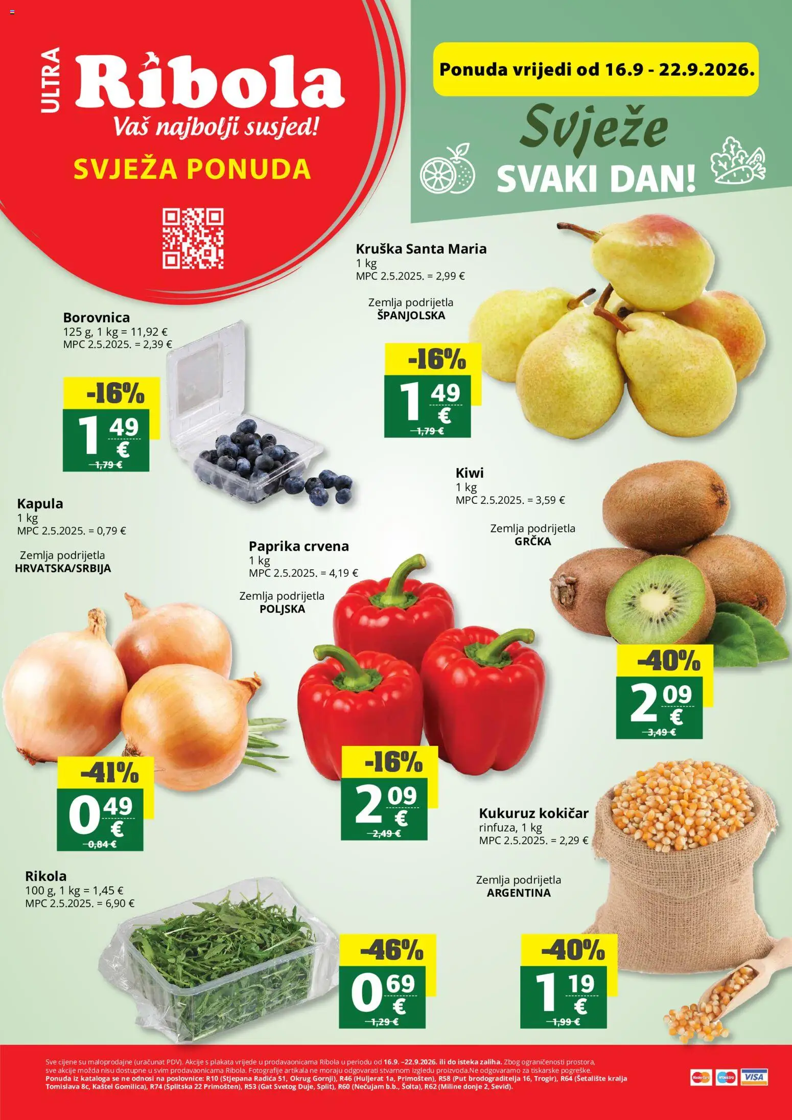 Pregled letka Ribola Svježa Ponuda trgovine Ribola vrijedi od 16.09.2026