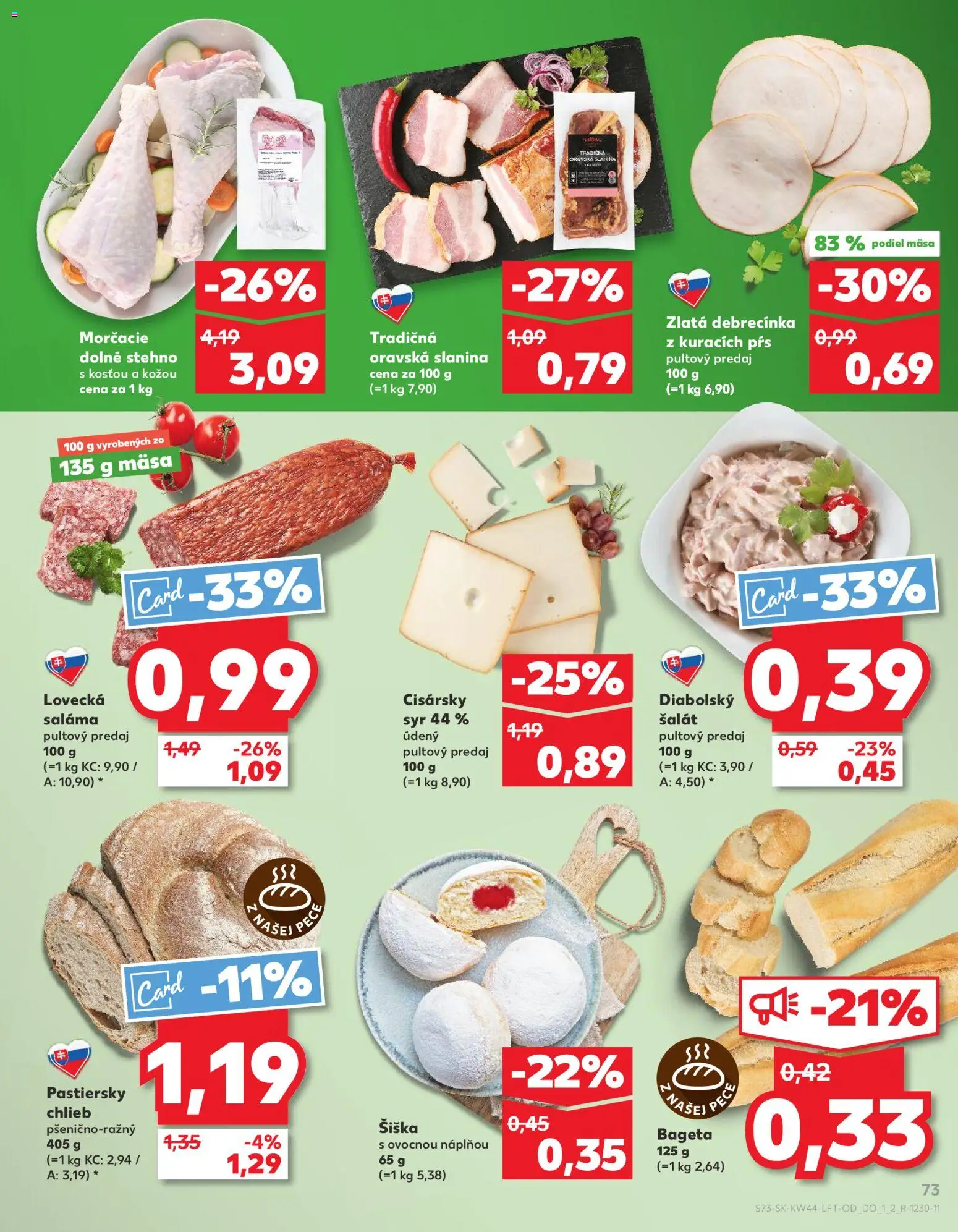 Náhľad Kaufland letáku platného od 30.10.2025 - Syr, Šalát, Chlieb, Donut, Slanina, Saláma