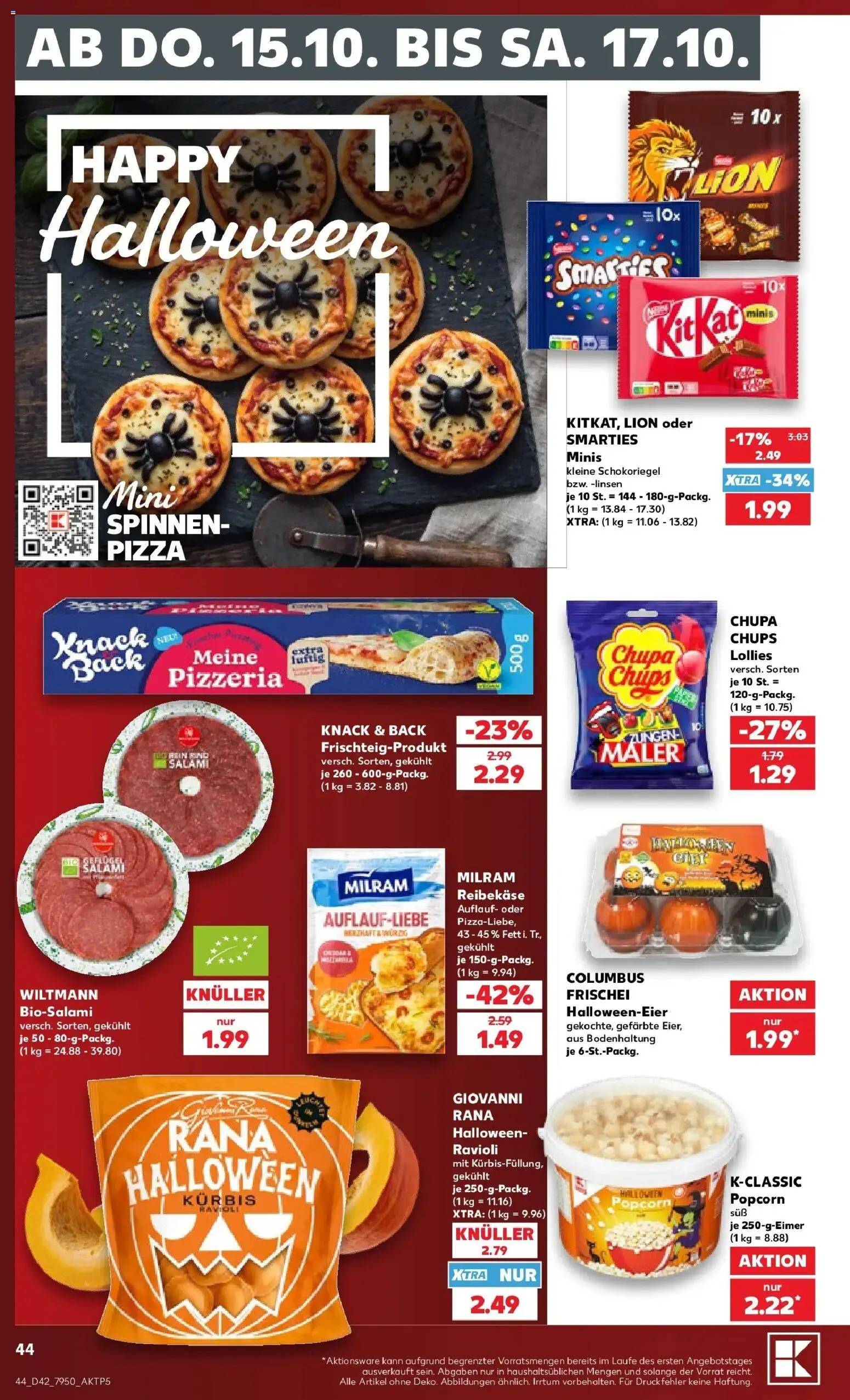 Vorschau von dem Prospekt des Geschäftes Kaufland, gültig ab dem 12.10.2026 - Pizza, Kürbis, Popcorn, Salami, Smarties, Milram, Reibekase