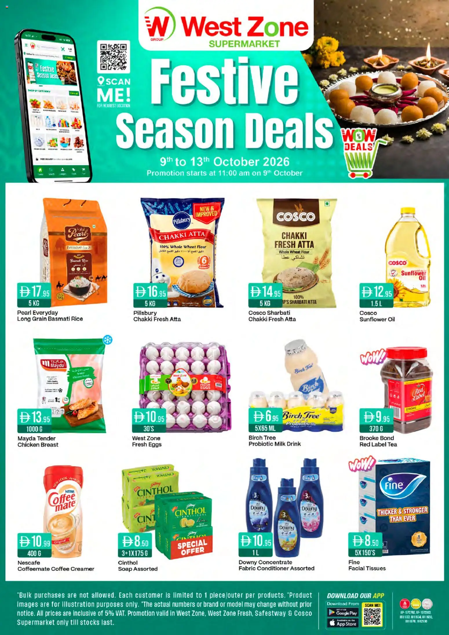 Preview of the catalogue Westzone Supermarket offers of store Westzone Supermarket valid from 9 Oct, 2026 - Tea, Oil, Rice, Flour, Tissues, Soap, Conditioner, Creamer