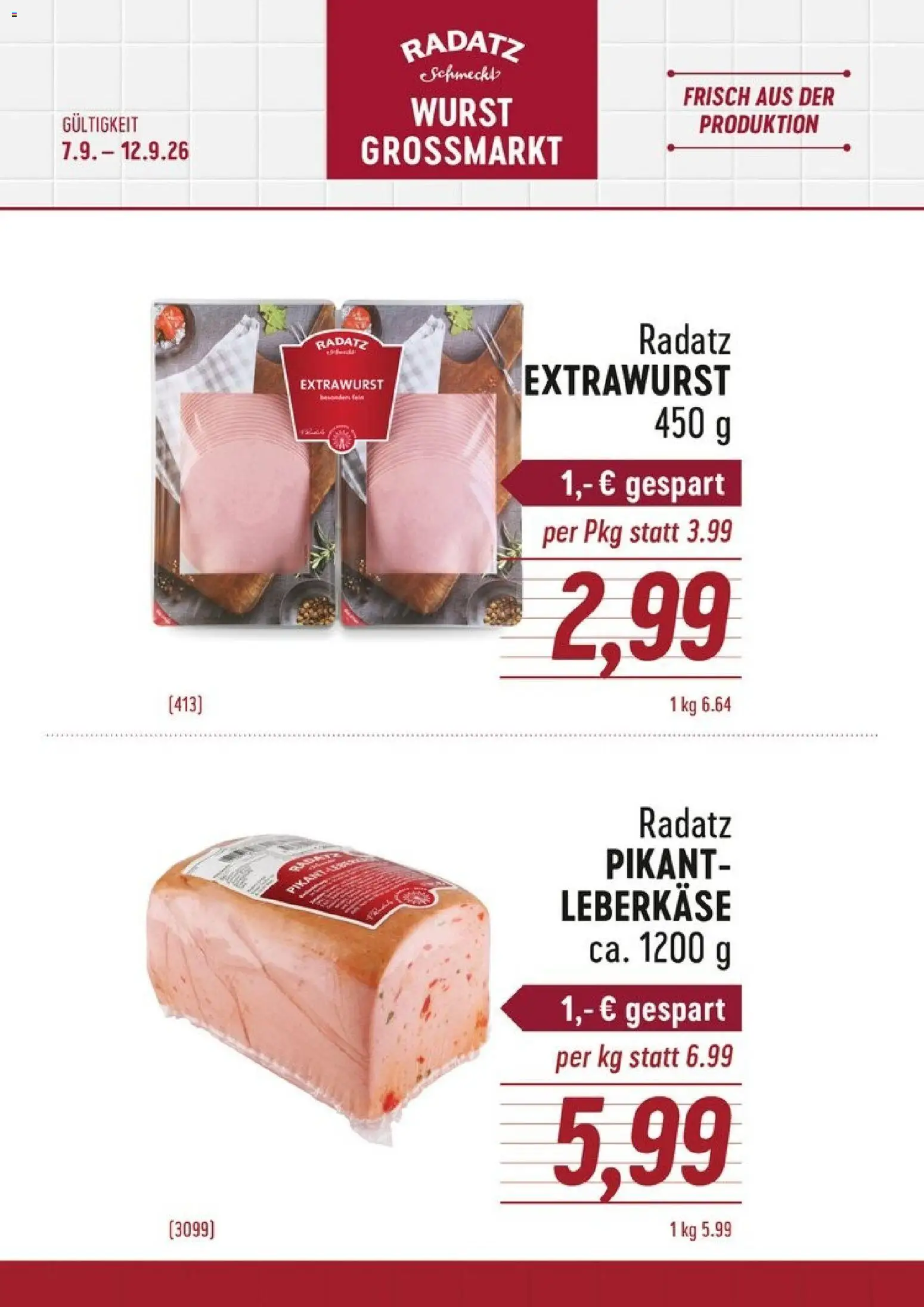 Vorschau der Angebote: Radatz Radatz Flugblatt gültig ab 07.09.2026 - Wurst