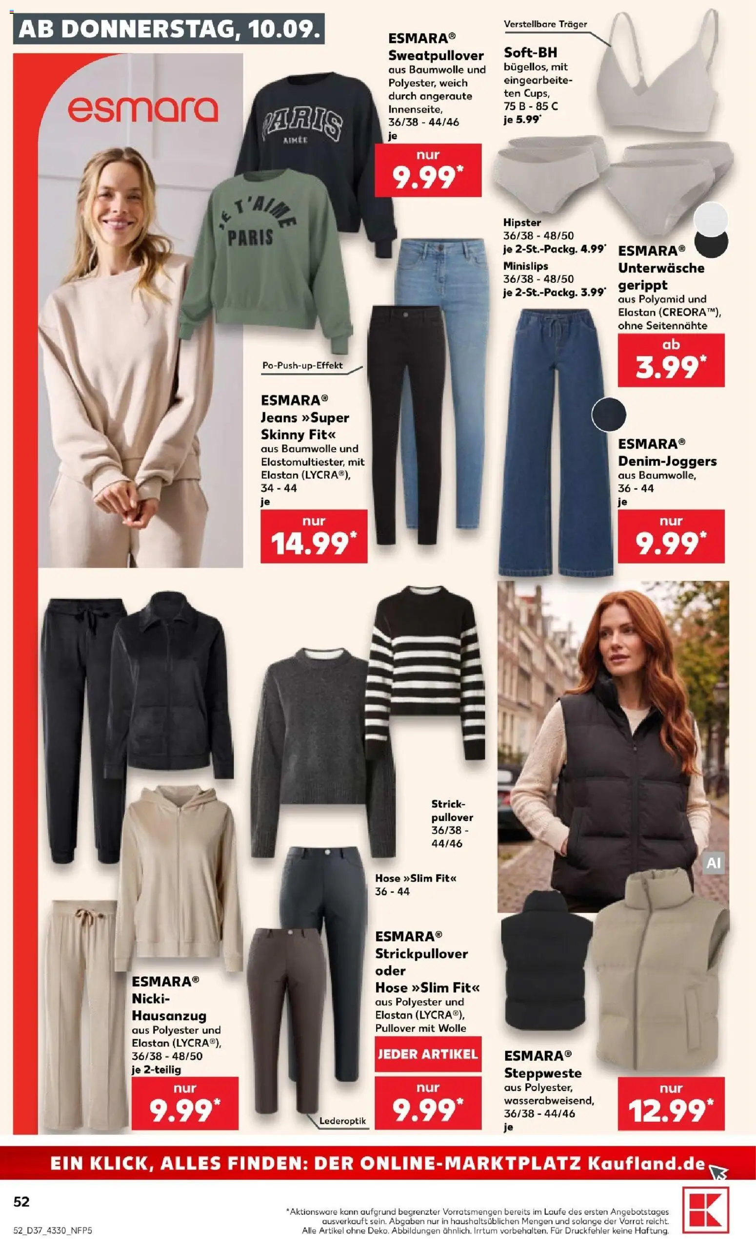 Vorschau von dem Prospekt des Geschäftes Kaufland, gültig ab dem 10.09.2026 - Jeans, Pullover, Hose, Unterwäsche, Steppweste