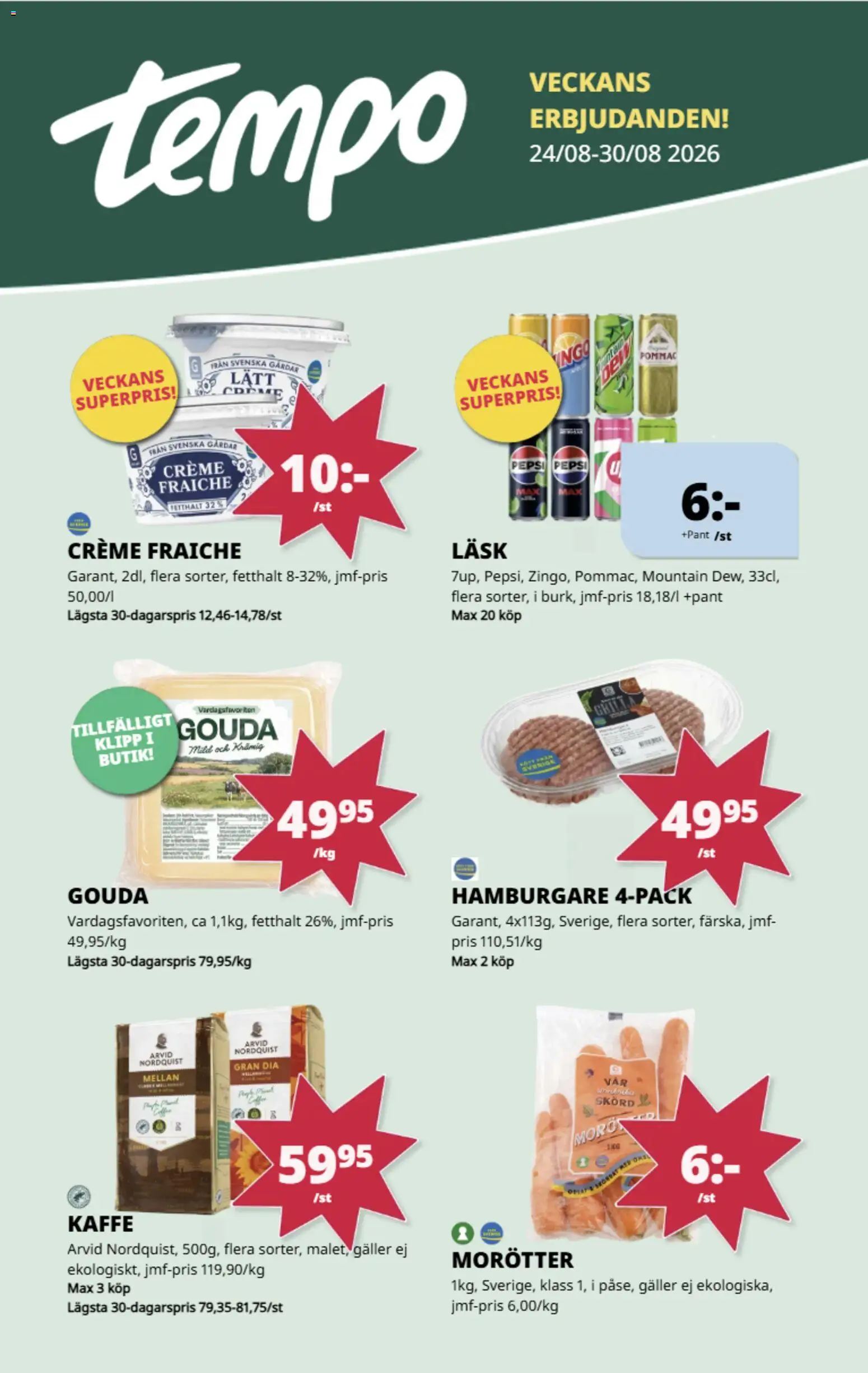 Förhandsgranska reklamblad Tempo erbjudanden från butik Tempo gäller från 24/08/2026