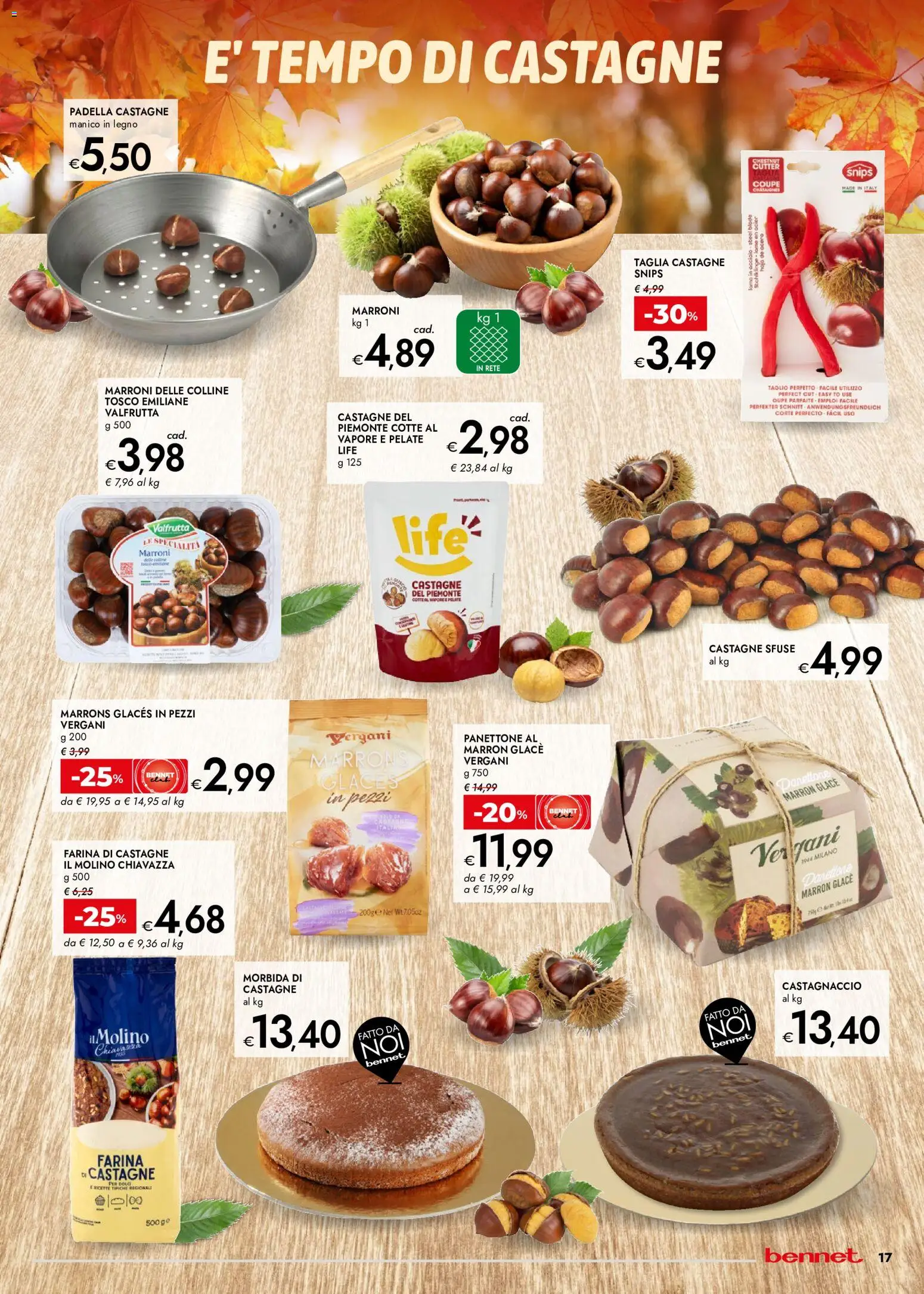 Anteprima dell'opuscolo bennet volantino dal negozio bennet valido da 22/10/2026 - Panettone, Penne, Farina, Padella, Taglio, Specialità
