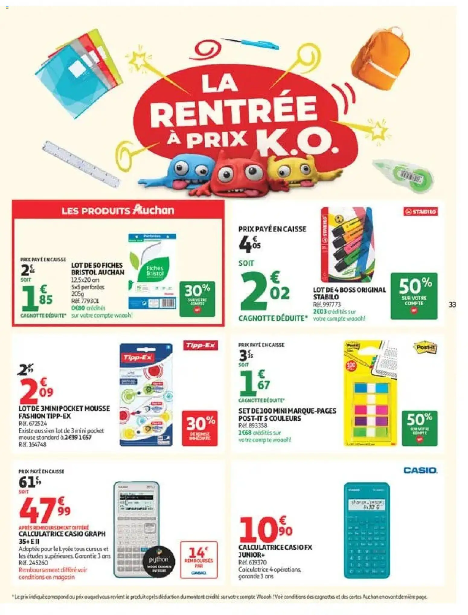 Prévisualisation de Auchan Tops rentrée supers du magasin Auchan formulaire valide 01/09/2026 - Calculatrice, Mousse
