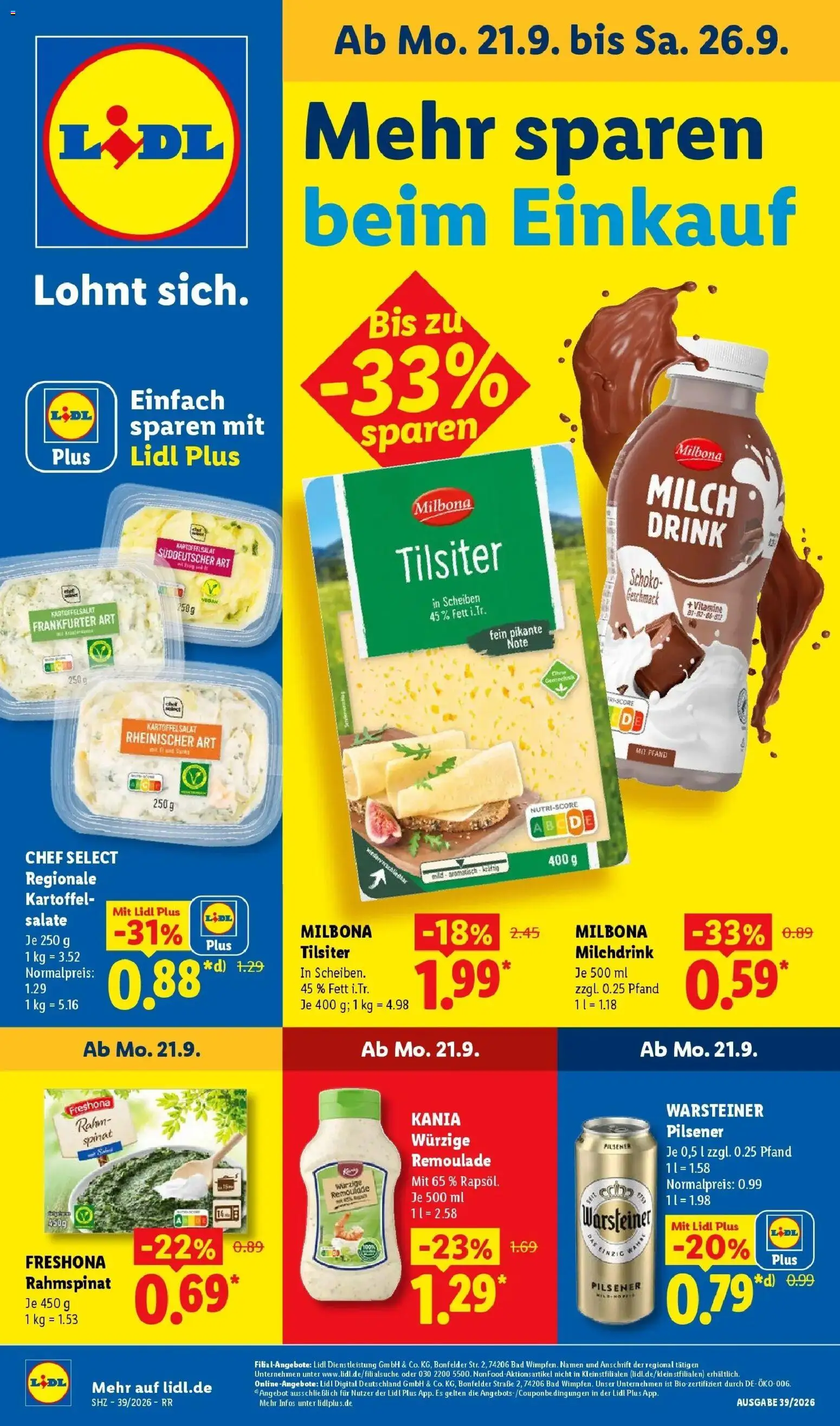 Vorschau von dem Prospekt des Geschäftes Lidl, gültig ab dem 21.09.2026