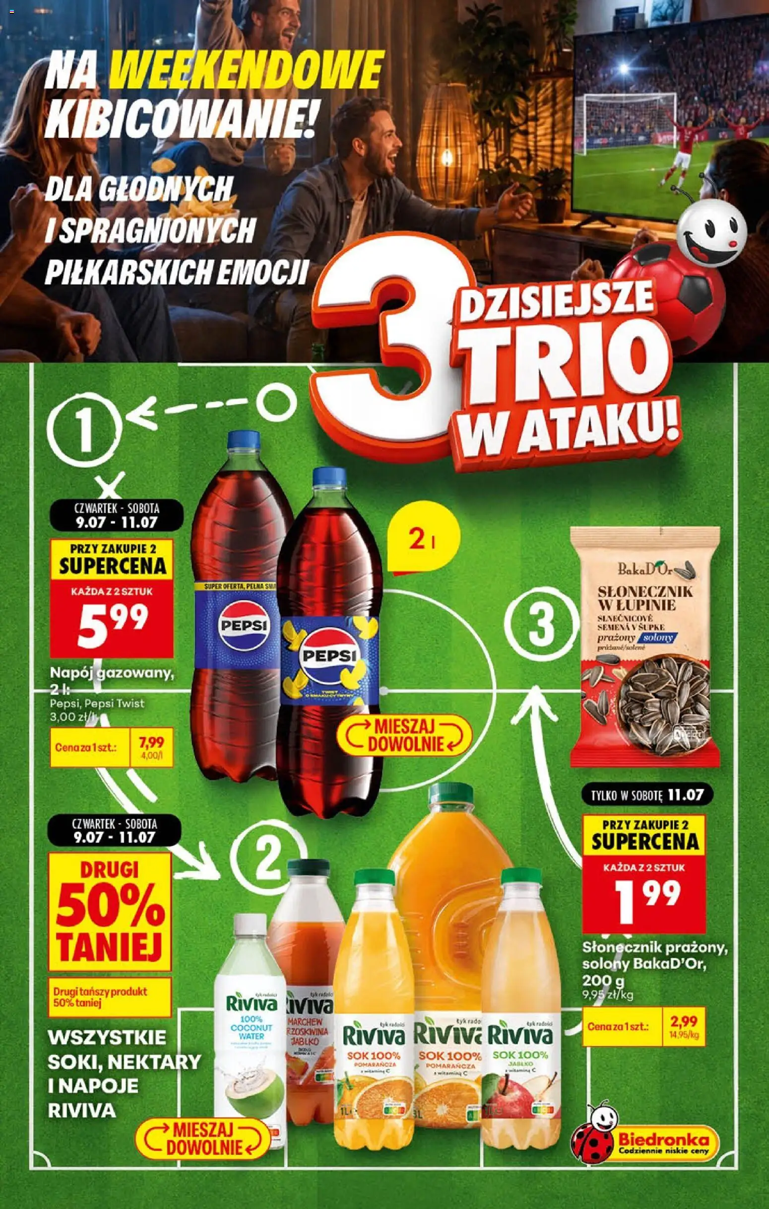 Pogląd gazetki "Biedronka gazetka - Football" ze sklepu Biedronka ważnej od 11.07.2026 - Słonecznik, Pepsi, Marchew, Sok, Napoje