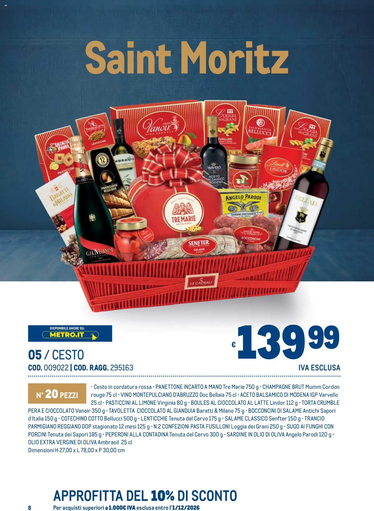 Anteprima dell'opuscolo Metro volantino Regalistica Natale dal negozio Metro valido da 19/10/2026 - Pasta, Torta, Panettone, Funghi, Lindt, Sugo, Tavoletta, Olio extra vergine