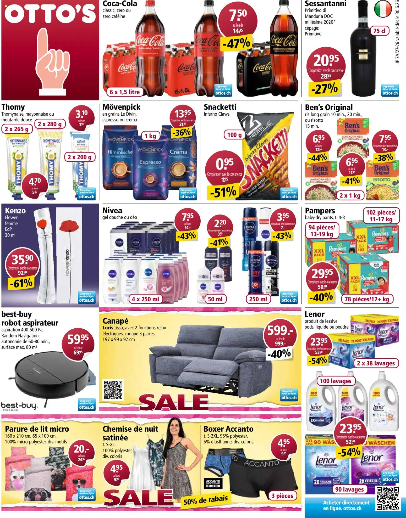 Vorschau des Merkblatts Otto's aktionen FR vom Shop Otto's gültig von 30.06.2026 bis 06.07.2026 - Coca Cola, Boxer, Pampers, Mayonnaise