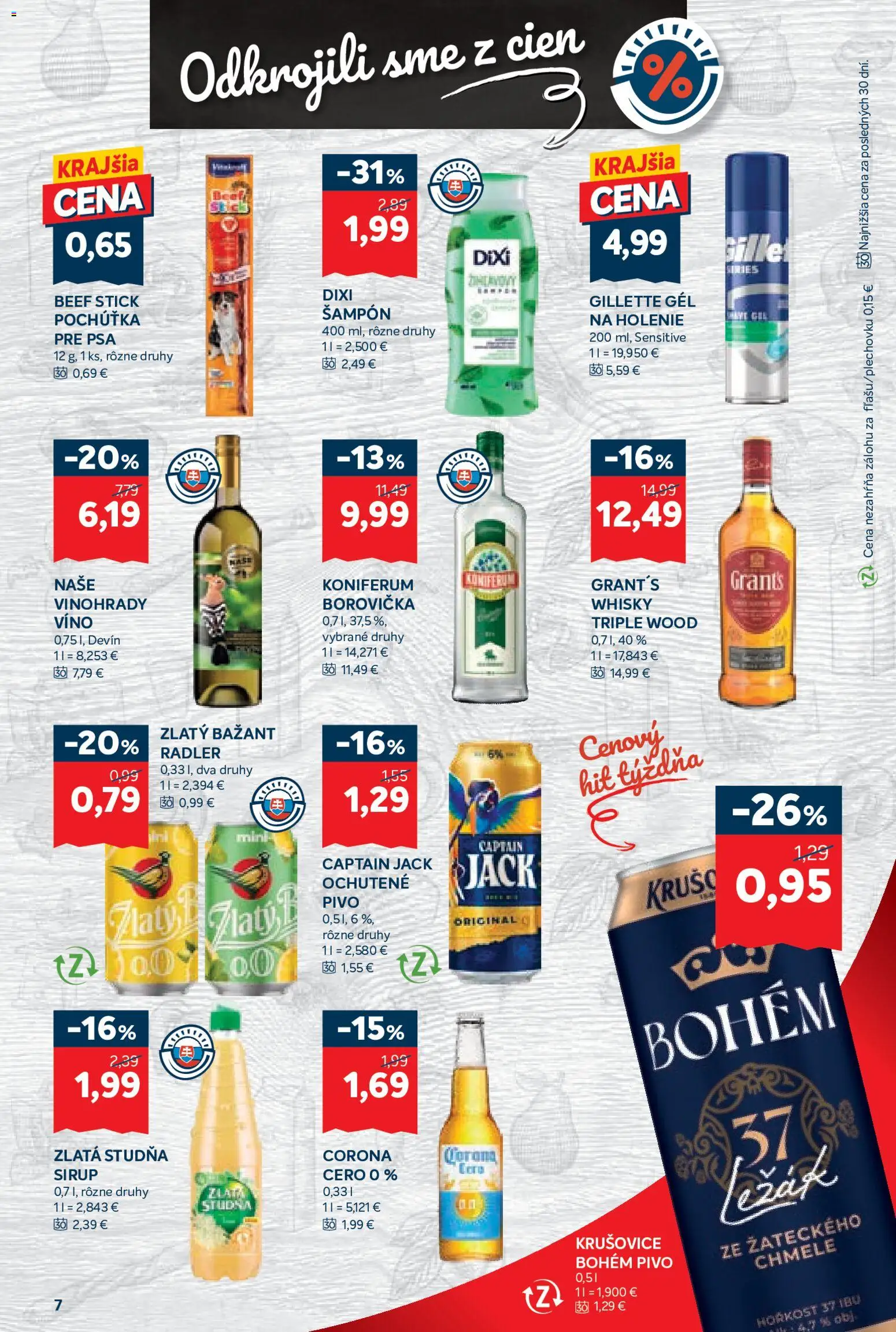 Náhľad Kraj letáku platného od 15.10.2026 - Víno, Borovička, Whisky, Sirup, Krušovice, Radler, Koniferum, Zlatý Bažant