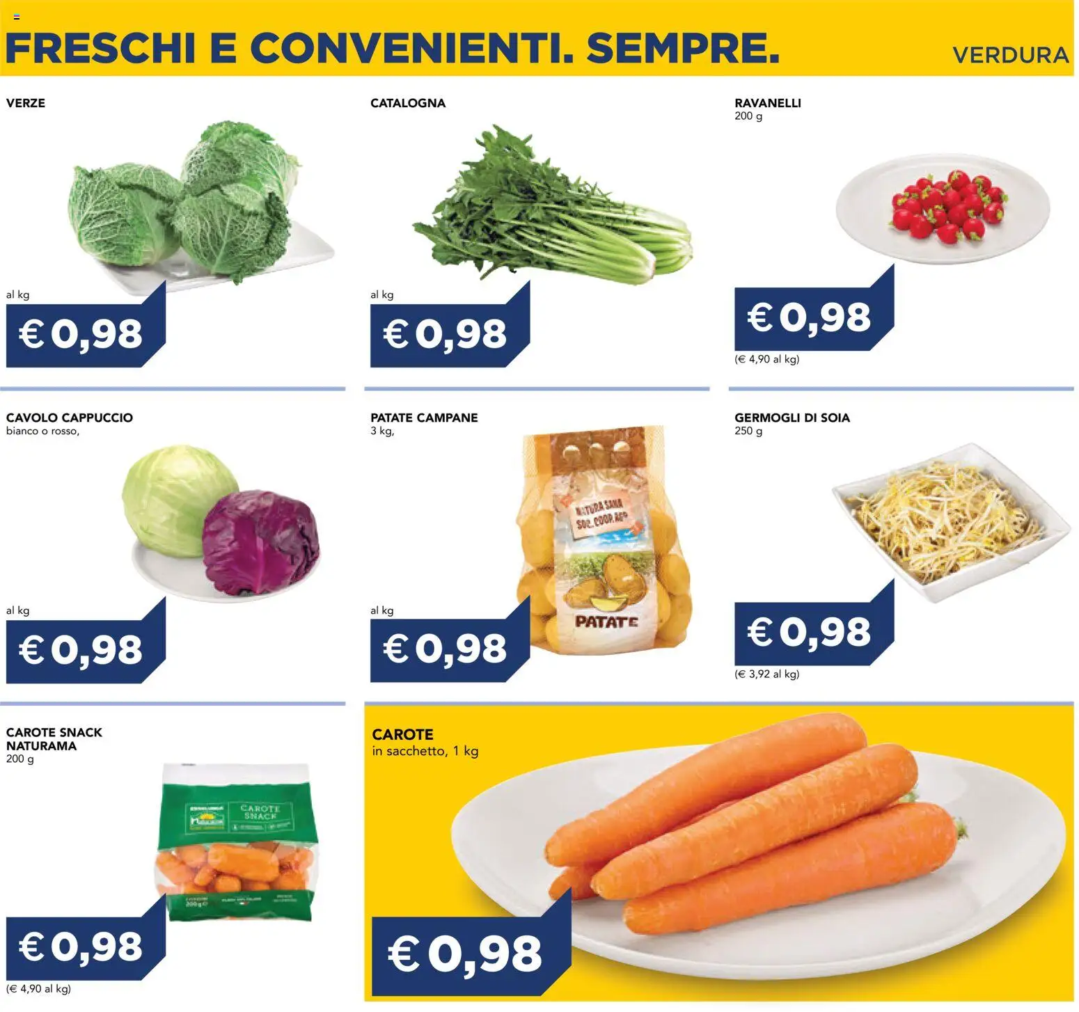 Anteprima dell'opuscolo Esselunga S volantino Freschi Torino dal negozio Esselunga S valido da 01/07/2026 - Cavolo cappuccio, Cavolo, Patate, Ravanelli, Carote, Cappuccio