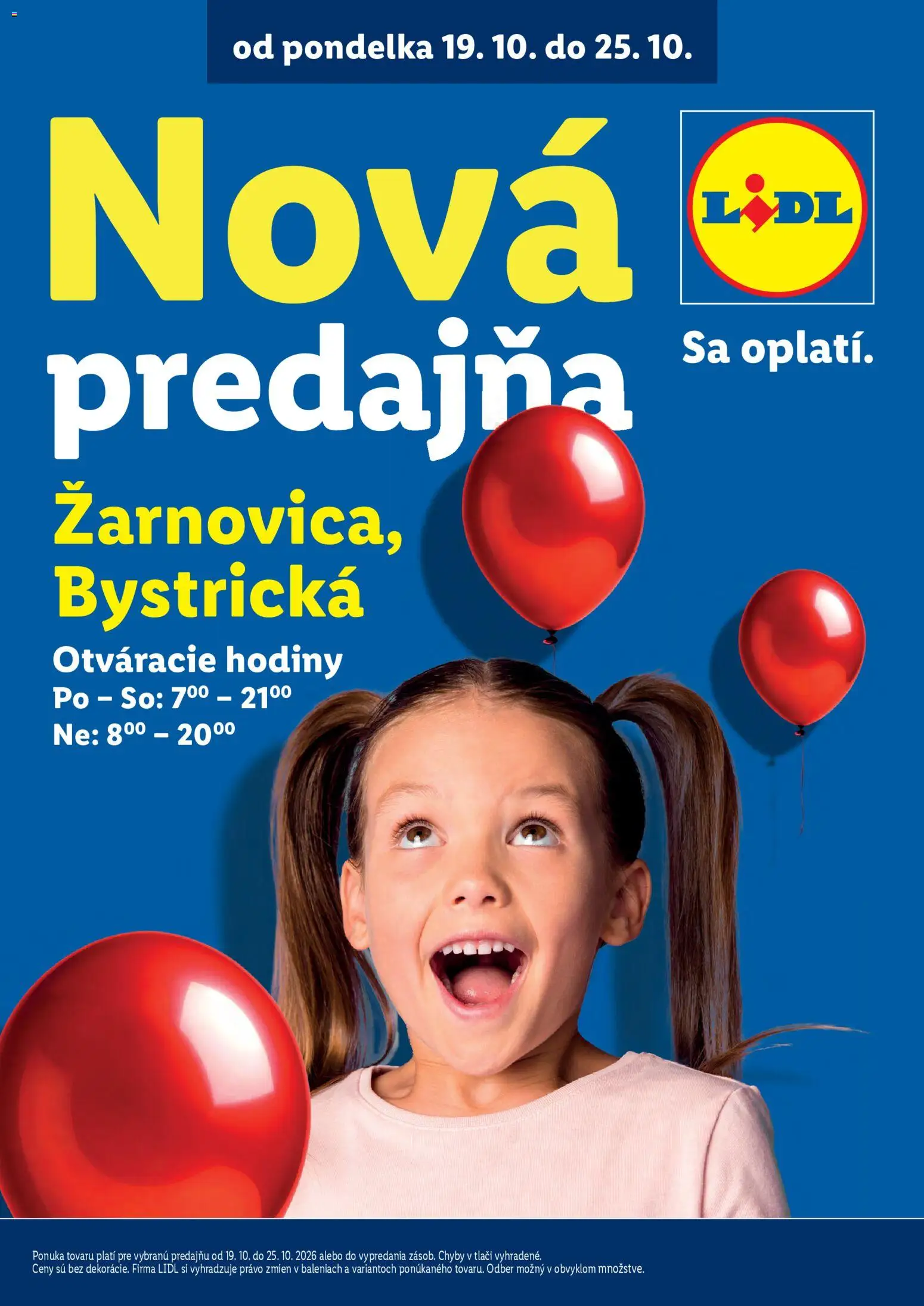 Nový LIDL leták od pondelka 19.10.2026 > Lidl nová predajňa - Žarnovica, Bystrická online