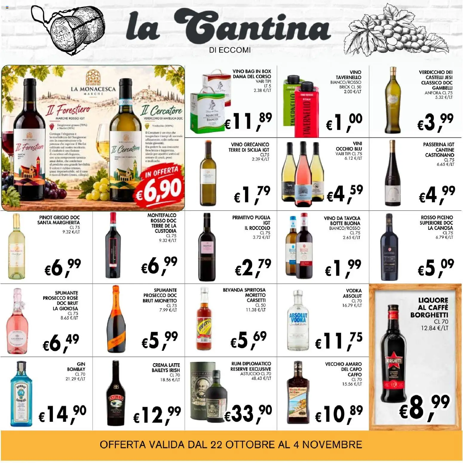 Anteprima dell'opuscolo Coal volantino èccoMi Teramo dal negozio Coal valido da 22/10/2026 - Caffè, Vino, Prosecco, Vodka, Baileys, Amaro, Liquore, Spumante