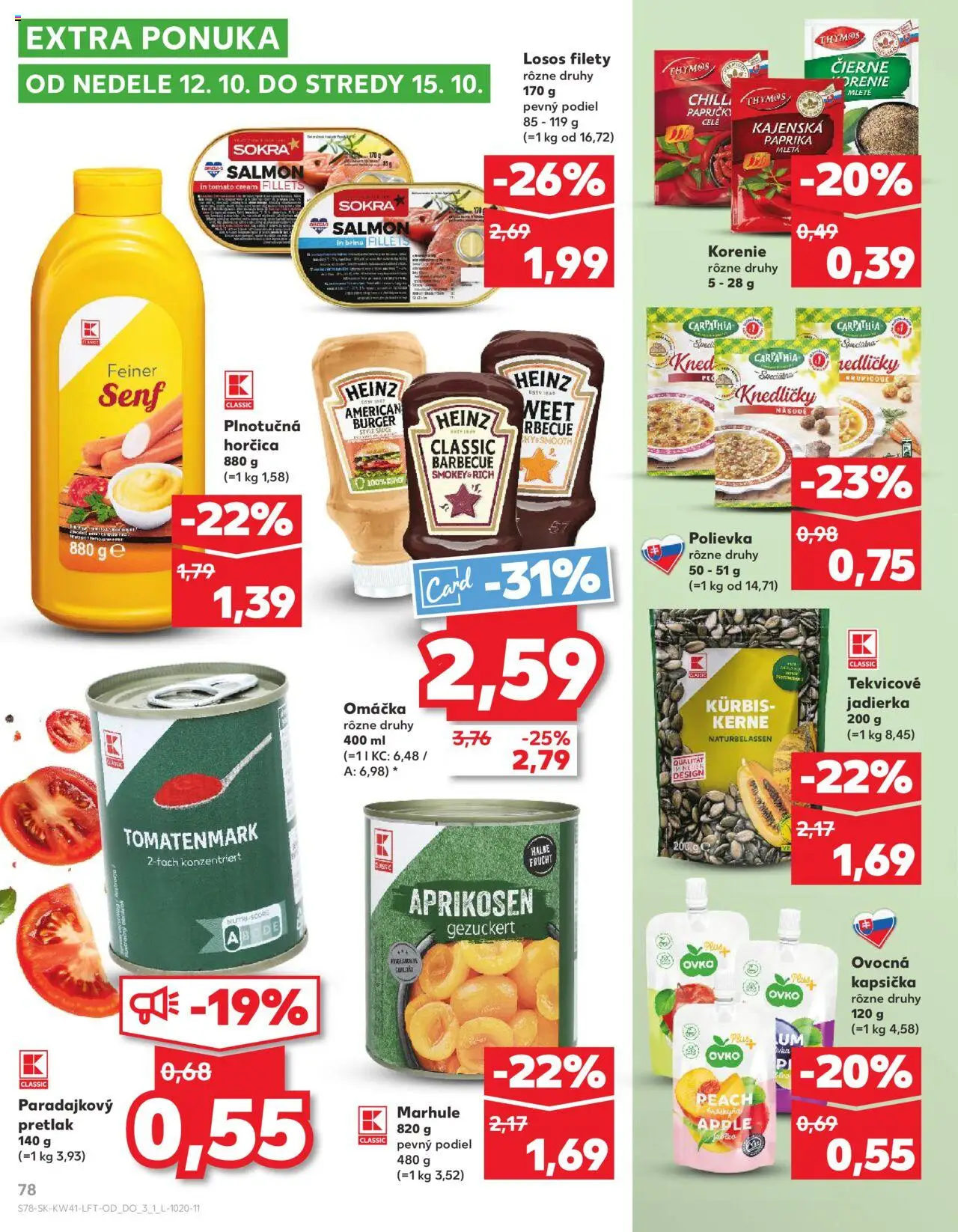 Náhľad Kaufland letáku platného od 09.10.2025 - Apple, Paprika, Losos, Chilli, Korenie, Omáčka, Marhule