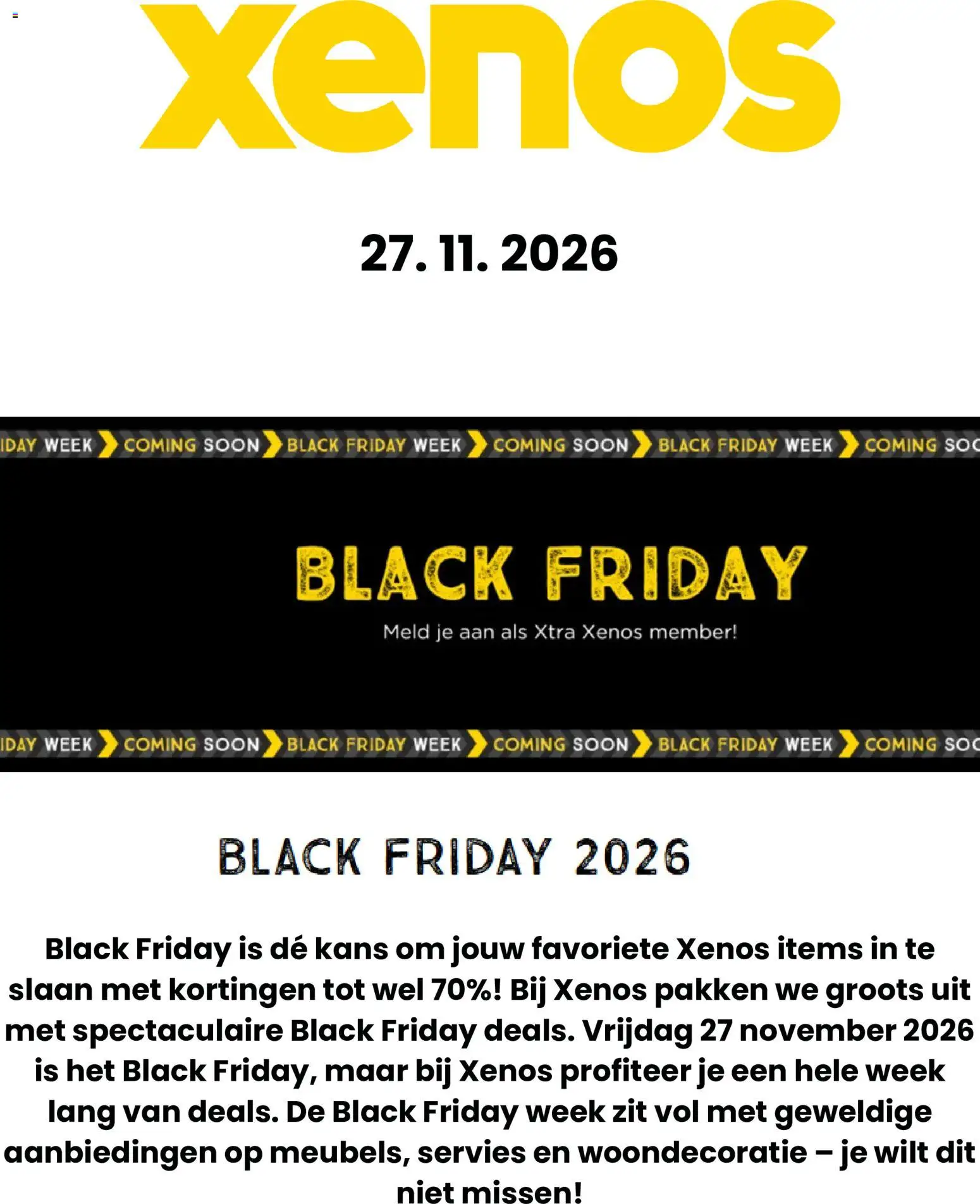 Voorbeeld van Xenos - Black Friday kennisgeving van winkel Xenos geldig vanaf 23-10-2026 - Servies