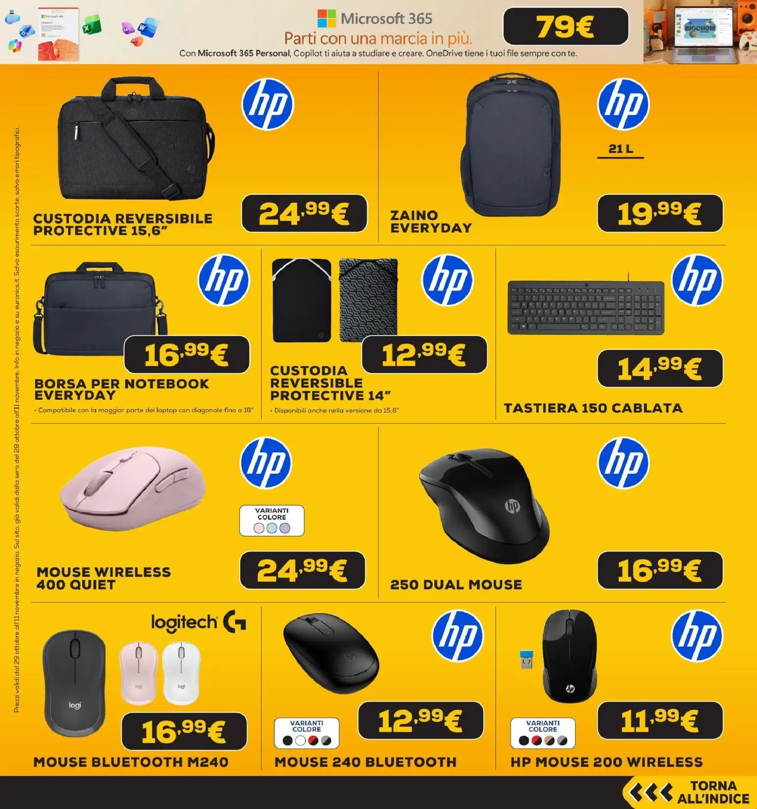 Anteprima dell'opuscolo Euronics Black Friday dal negozio Euronics valido da 29/10/2026 - Borsa, Zaino, Notebook, Tastiera, Laptop, Mouse