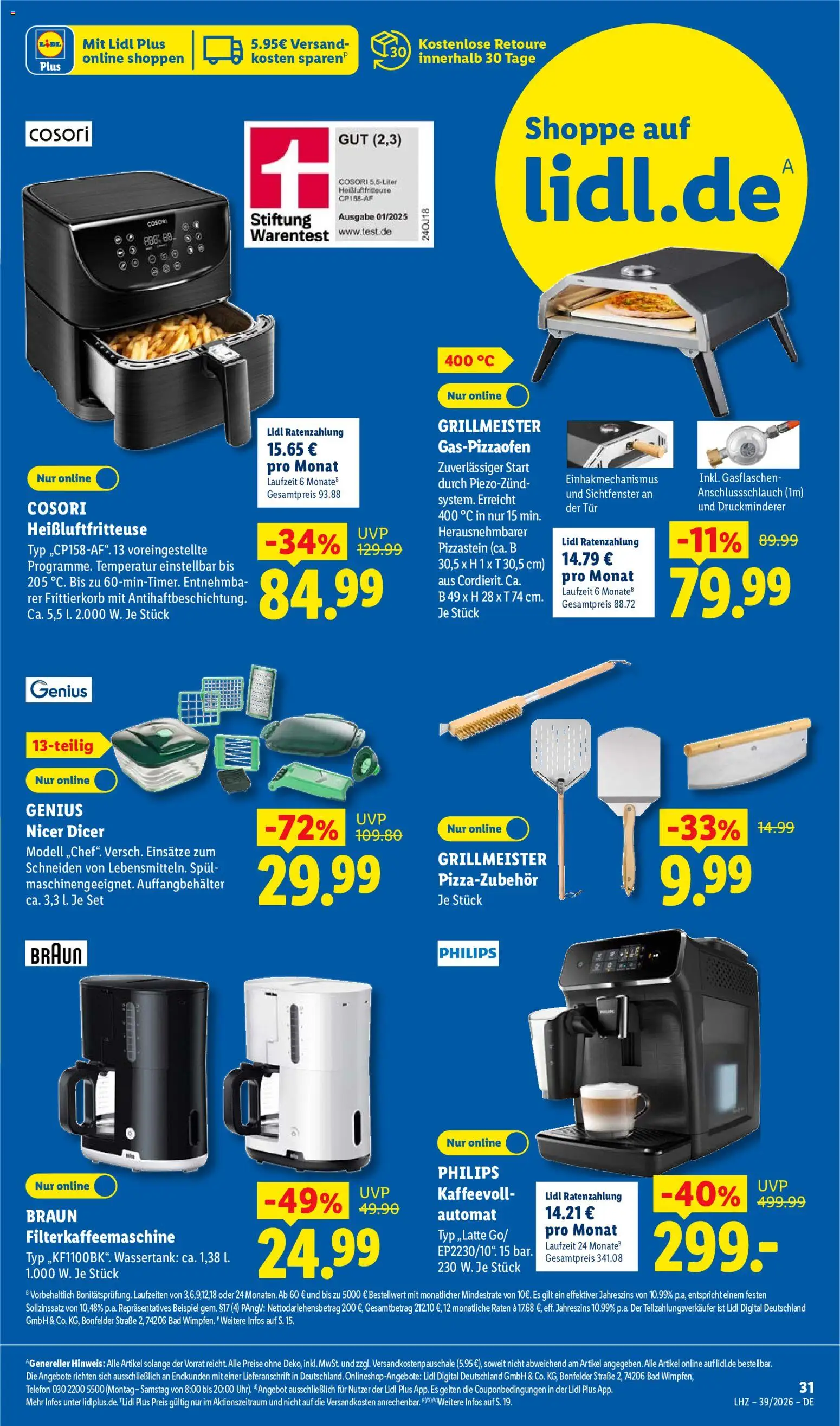 Vorschau von dem Prospekt des Geschäftes Lidl, gültig ab dem 21.09.2026 - Pizza, Heißluftfritteuse, Philips, Telefon, Bad, Tür, Filterkaffeemaschine