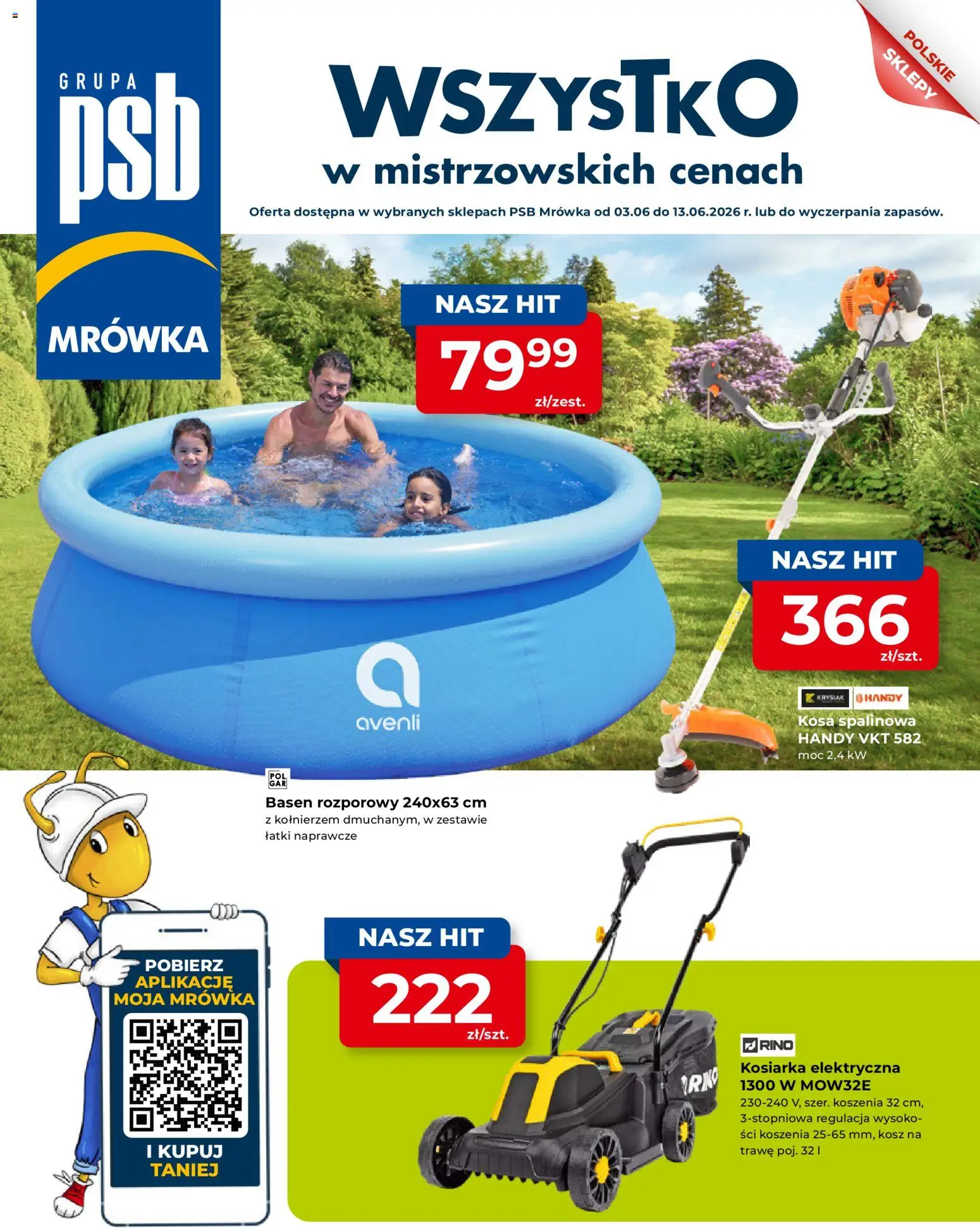 Pogląd gazetki "Mrówka gazetka - Elbląg" ze sklepu Mrówka ważnej od 03.06.2026 - Basen, Kosz, Kosiarka