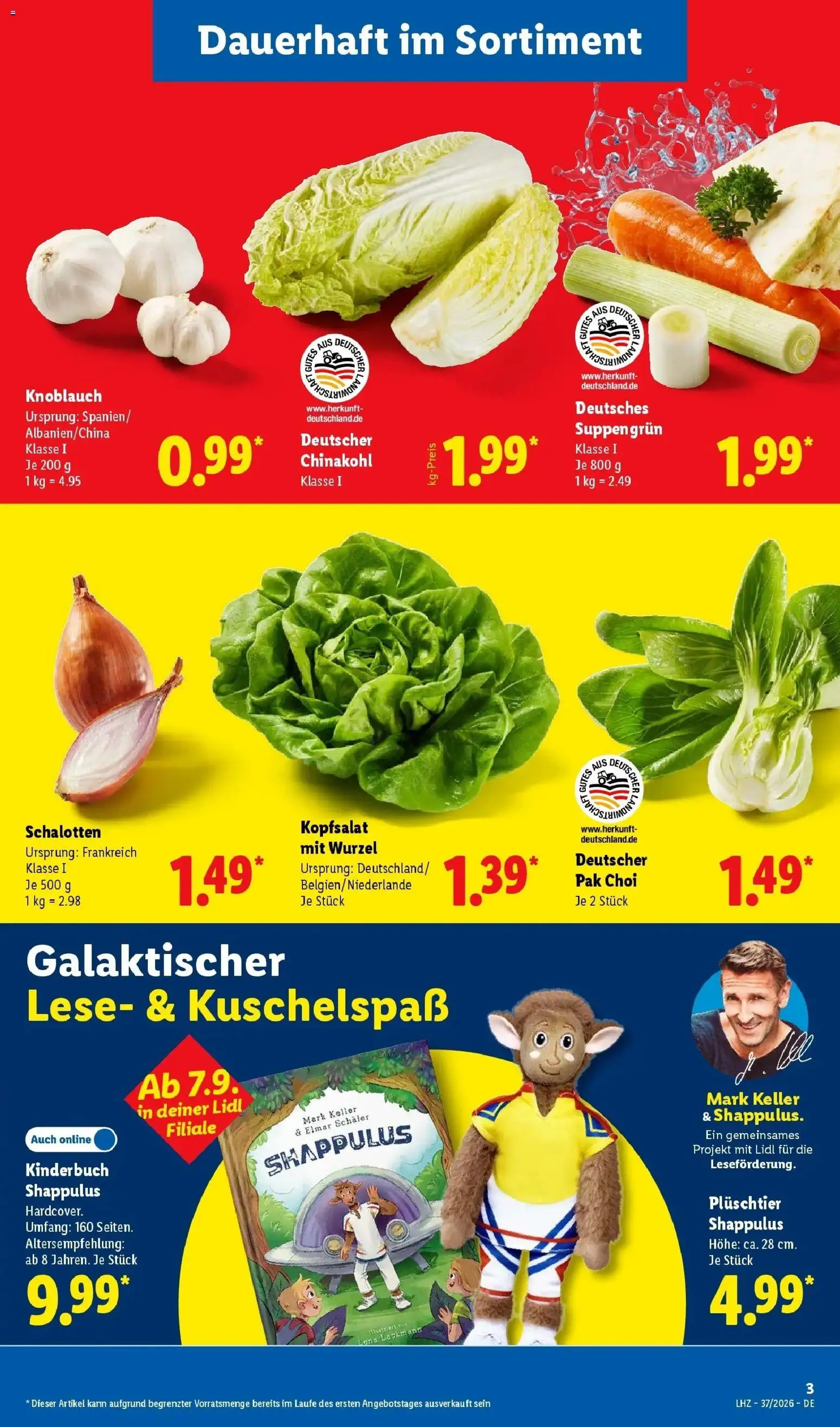 Vorschau von dem Prospekt des Geschäftes Lidl, gültig ab dem 07.09.2026 - Chinakohl, Knoblauch