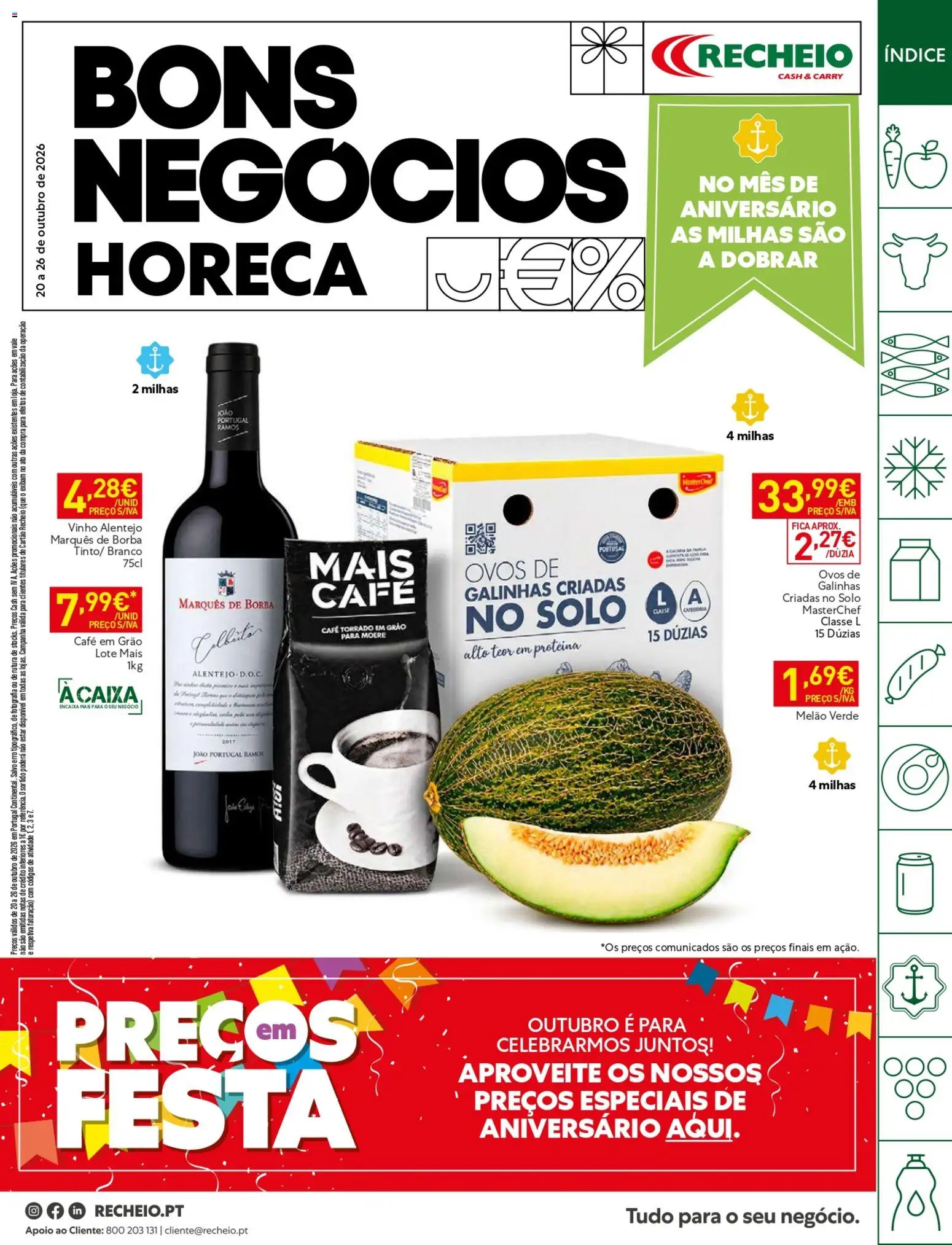 Pré-visualização do folheto da loja Recheio válida a partir de 20/10/2026 - Café, Vinho, Ovos, Proteina, Melão, Café em grão