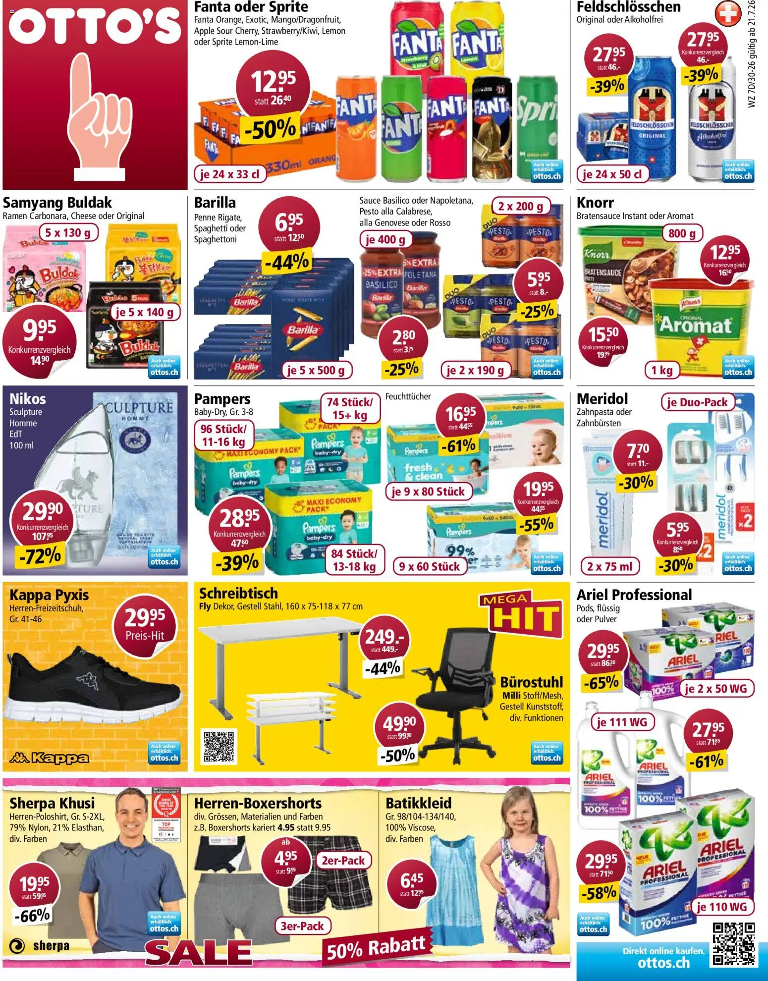 Vorschau des Merkblatts Otto's aktionen vom Shop Otto's gültig von 21.07.2026 bis 27.07.2026 - Apple, Pampers, Fanta, Barilla, Sprite, Zahnpasta, Pulver