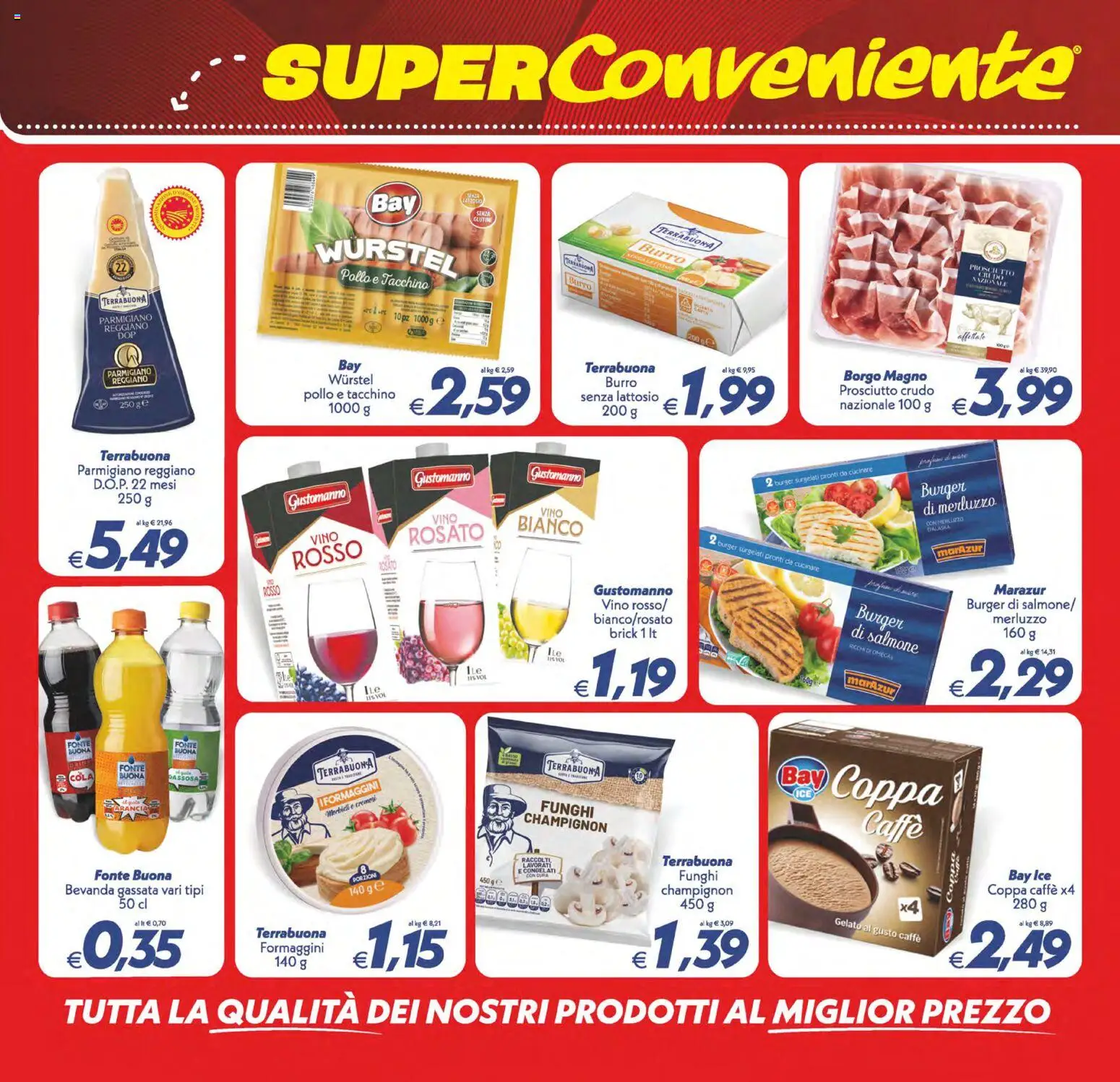 Anteprima dell'opuscolo SuperConveniente volantino dal negozio SuperConveniente valido da 23/10/2026 - Vino, Pollo, Funghi, Wurstel, Tacchino, Prosciutto Crudo, Prosciutto, Senza lattosio