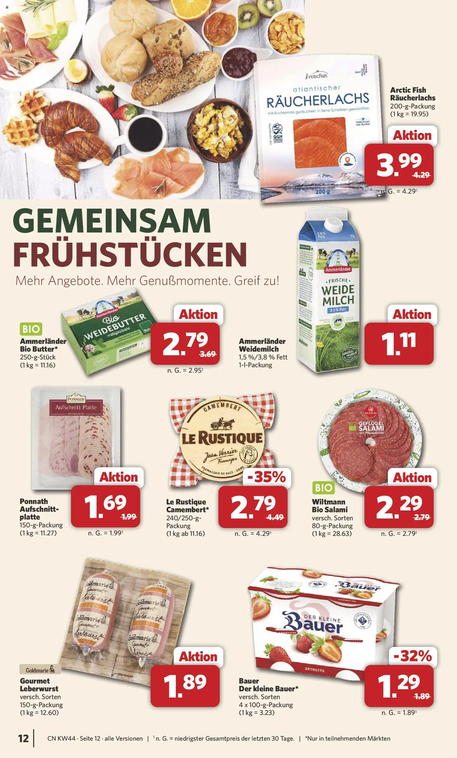 Vorschau von dem Prospekt des Geschäftes Combi, gültig ab dem 26.10.2026 - Milch, Camembert, Zucker, Salami, Räucherlachs