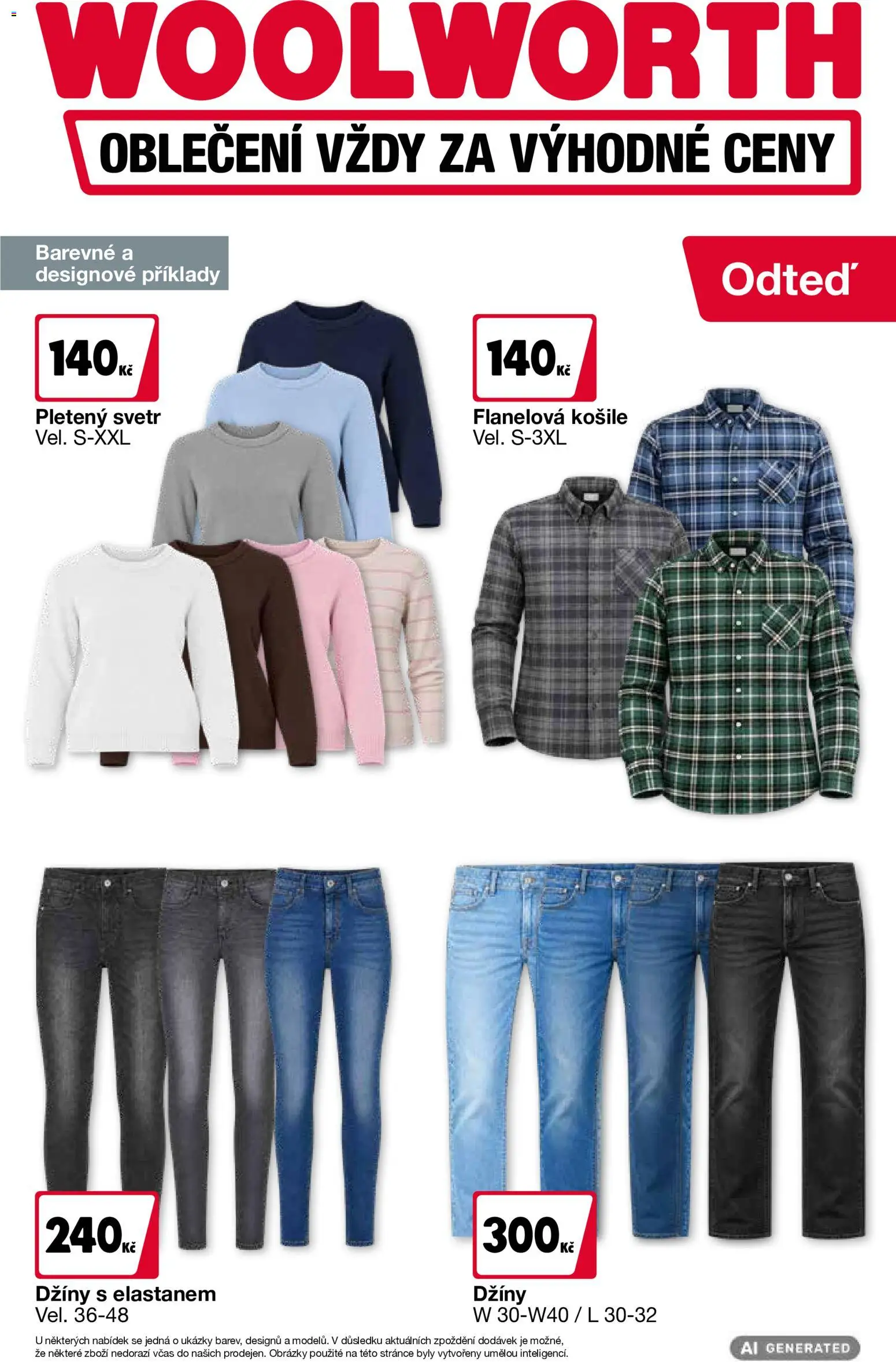 Náhled nabídky: Woolworth Woolworth leták platný od 14.10.2026 - Oblečení, Džíny, Košile, Svetr, Flanelová košile
