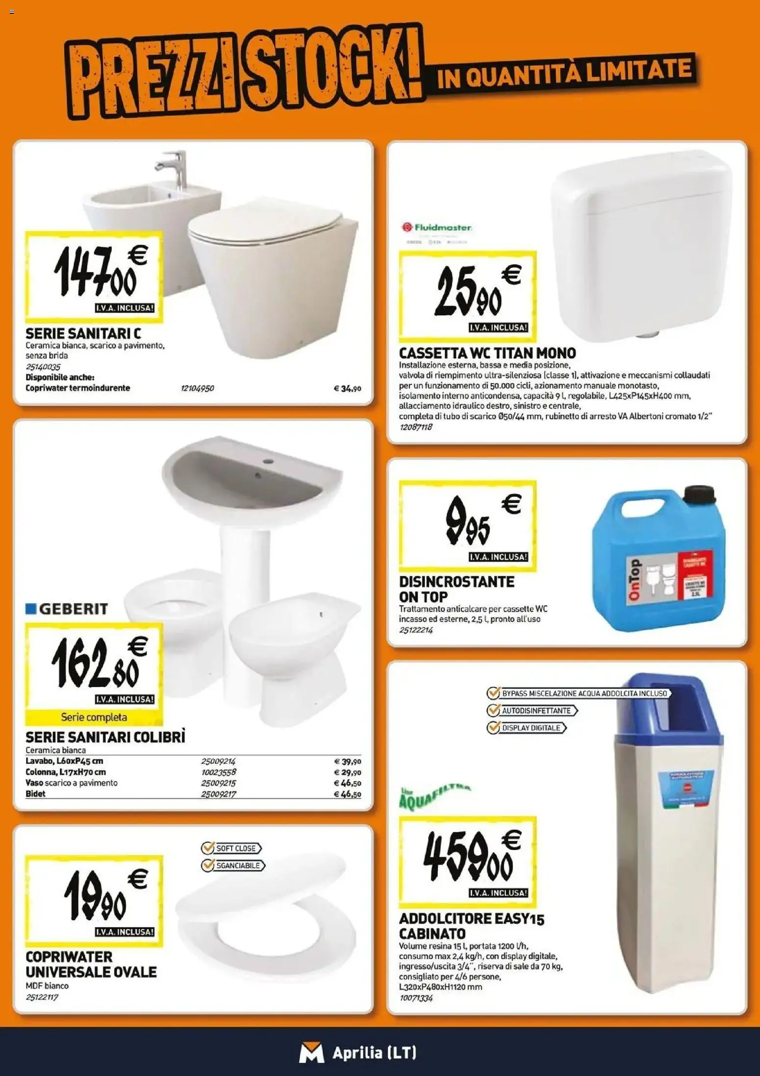 Anteprima dell'opuscolo TECNOMAT catalogo Aprilia dal negozio TECNOMAT valido da 27/08/2026 - Acqua, WC, Top, Sale, Pavimento, Vaso, Tubo, Anticalcare
