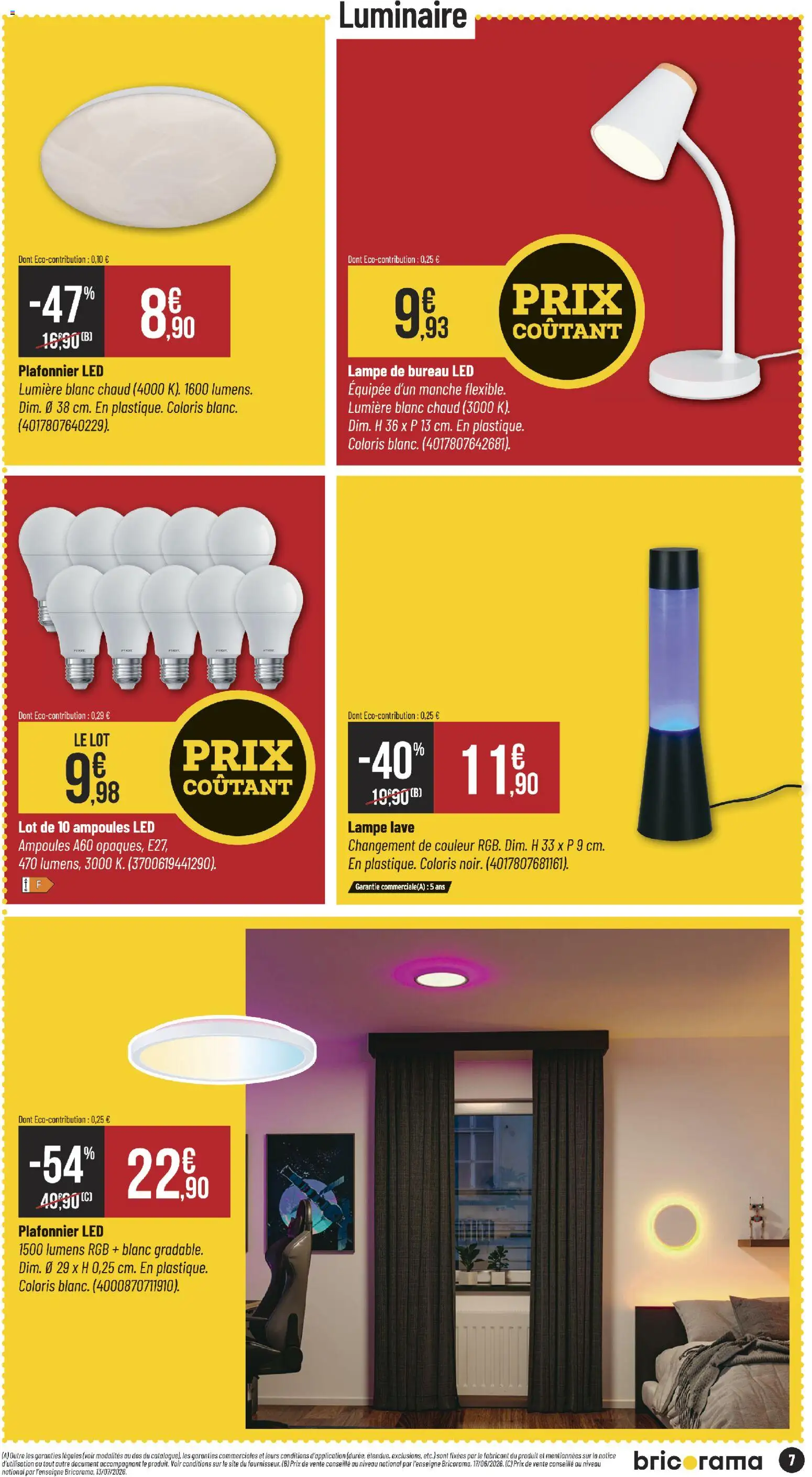 Prévisualisation de Bricorama catalogue du magasin Bricorama formulaire valide 09/09/2026 - Bureau, Lampe, Plafonnier, Ampoules, Lampe de bureau