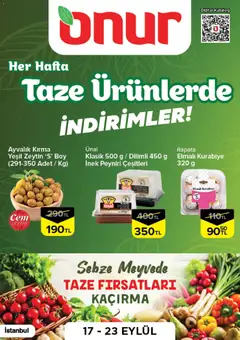 Onur Market Onur Market - Taze Ürünlerde İndirimler 17.09.2026 - Broşürünün önizlemesi